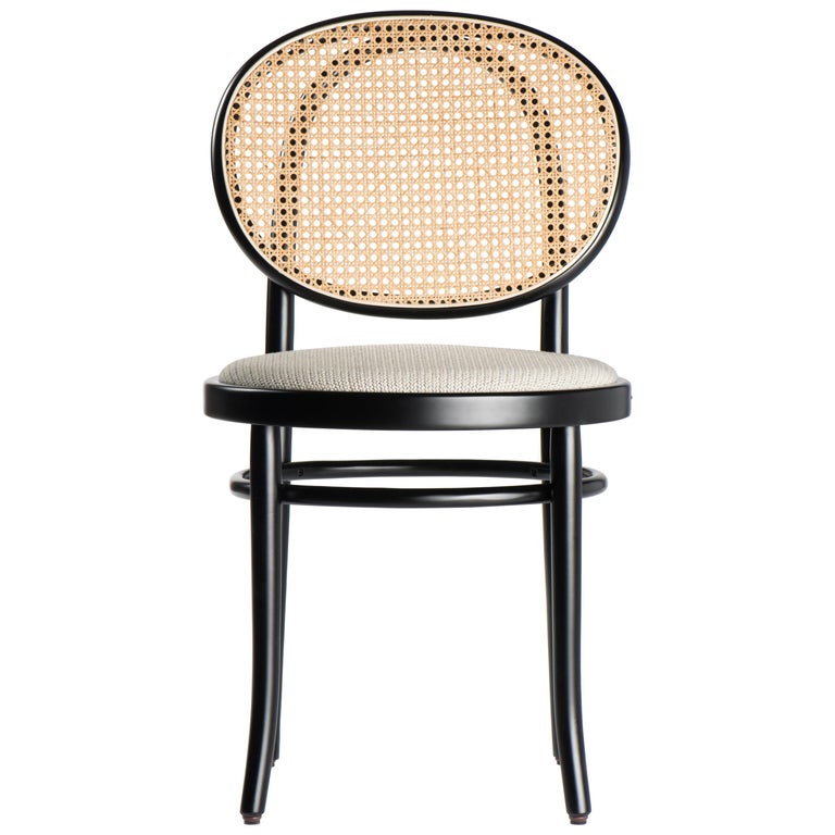 Gebrüder Thonet Vienna GmbH N.0 Black Chair in Cane Backrest and  Upholstered Seat For Sale at 1stDibs