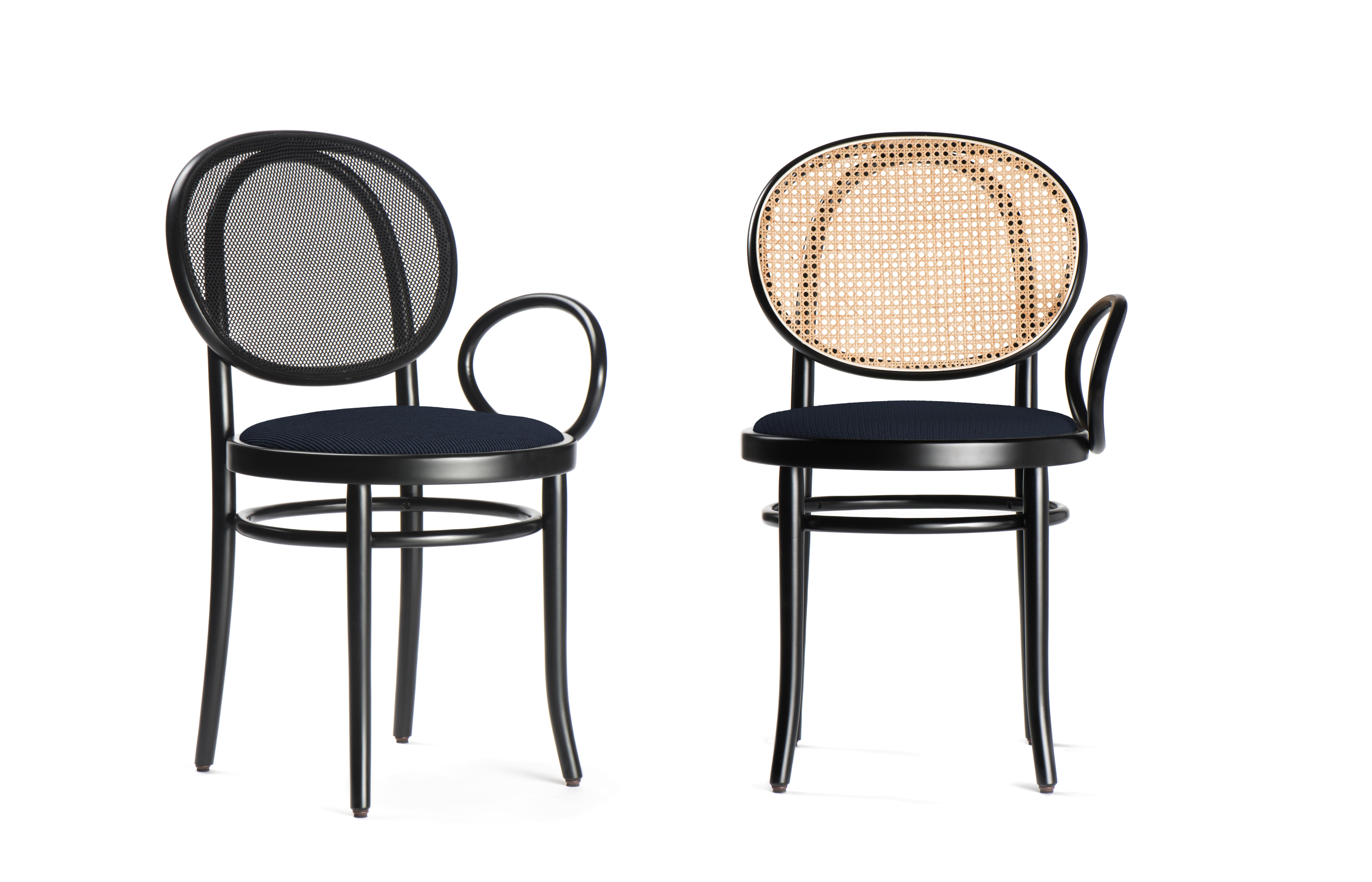 Gebrüder Thonet Vienna GmbH N.0 Single Armrest Black Chair in  Mesh Backrest In New Condition For Sale In Brooklyn, NY