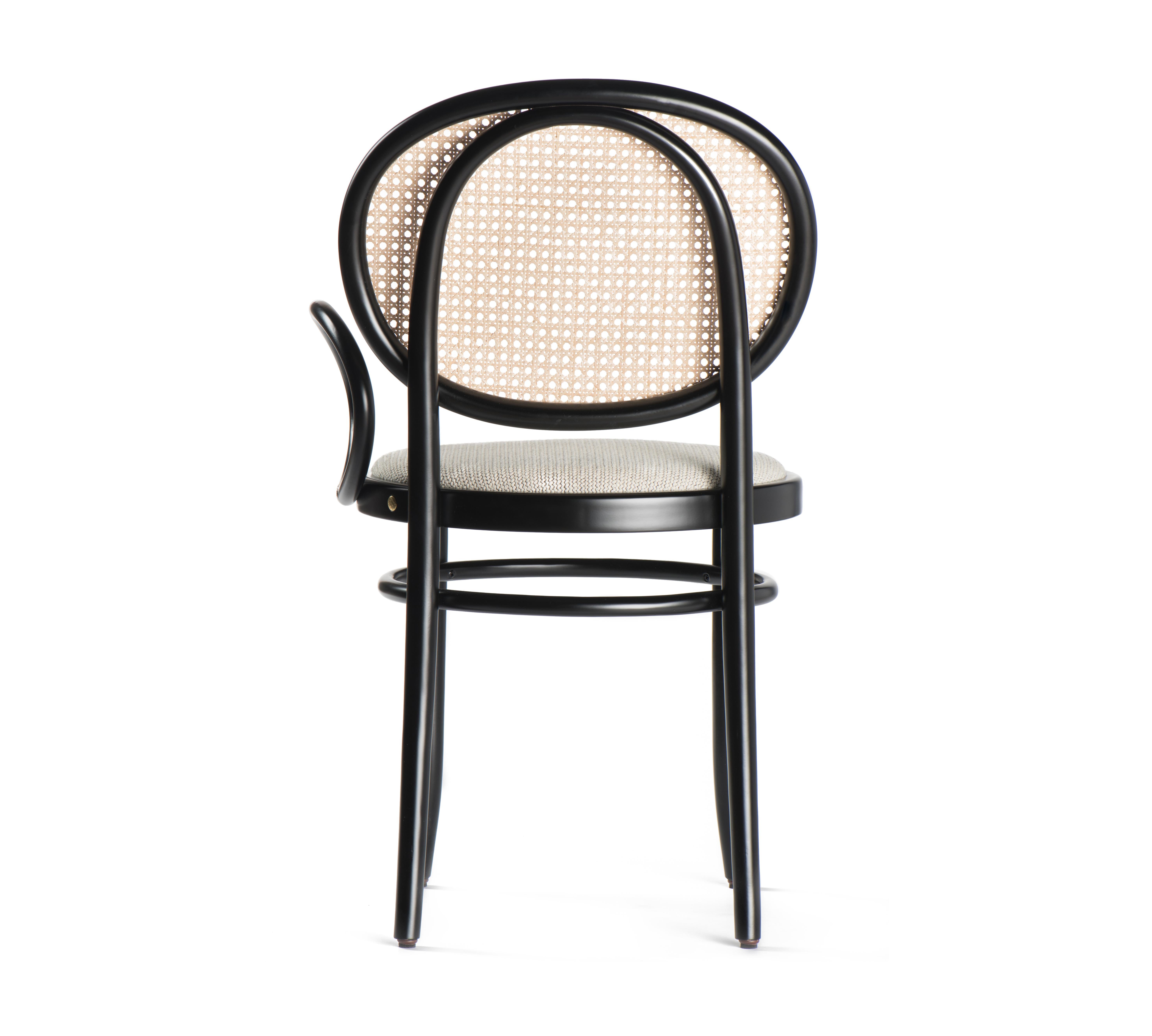 Modern Gebrüder Thonet Vienna GmbH N.0 Single Armrest Chair in Black with Cane Backrest For Sale
