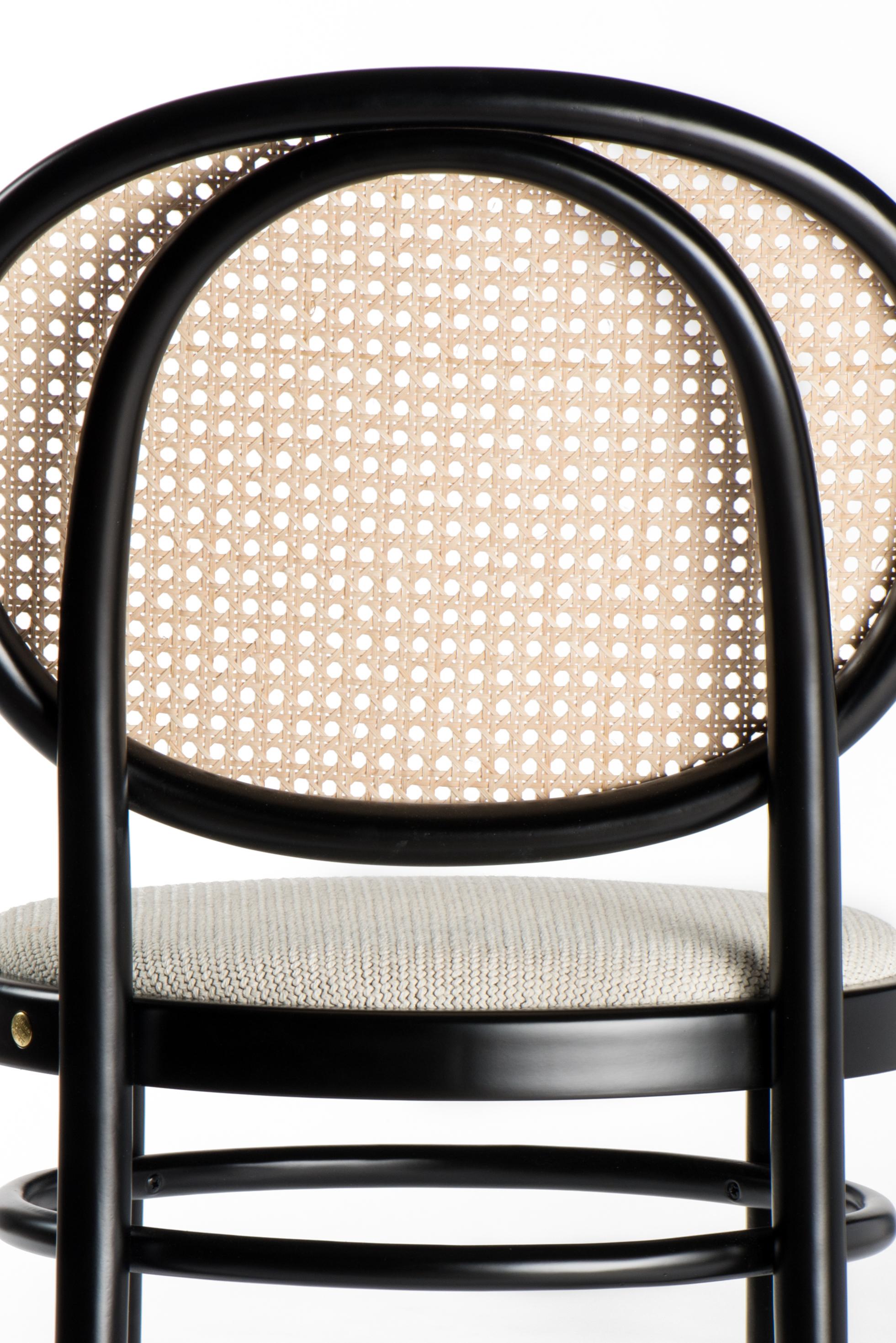 Austrian Gebrüder Thonet Vienna GmbH N.0 Single Armrest Chair in Black with Cane Backrest For Sale