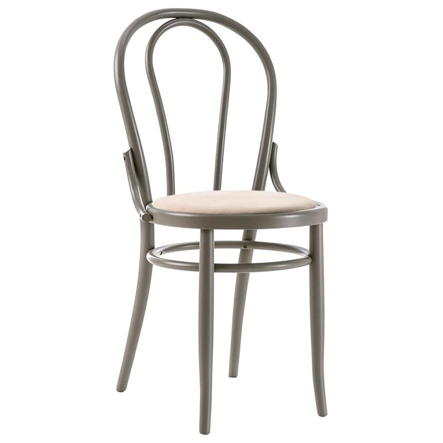 Gebrüder Thonet Vienna GmbH N.18 Chair in Stone Grey with Upholstered Seat For Sale