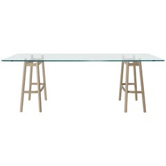 Gebrüder Thonet Vienna GmbH Single Curve Dining Table in Beech with Glass Top