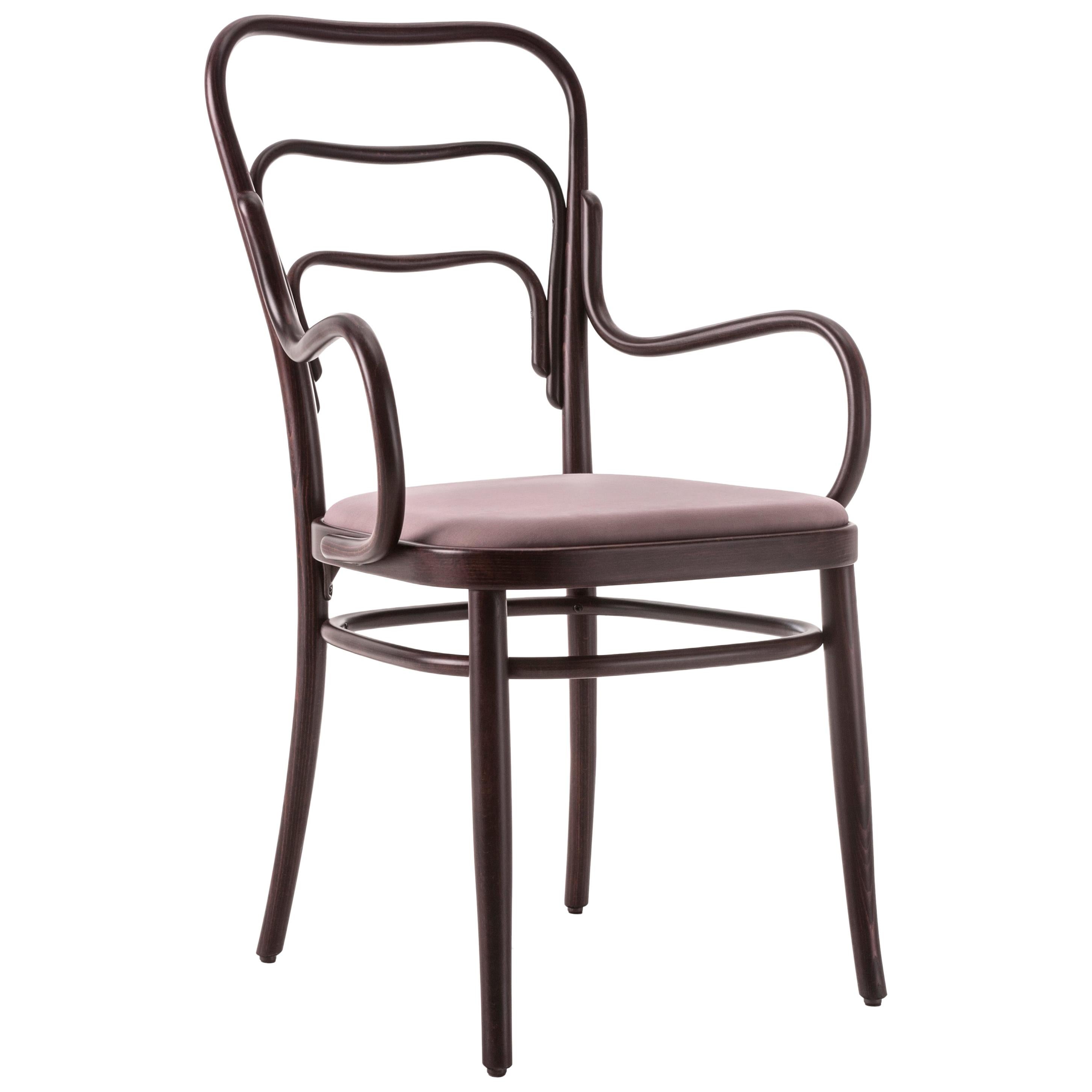 Gebrüder Thonet Vienna GmbH Wiener 144 Armchair in Walnut with Upholstered Seat  For Sale