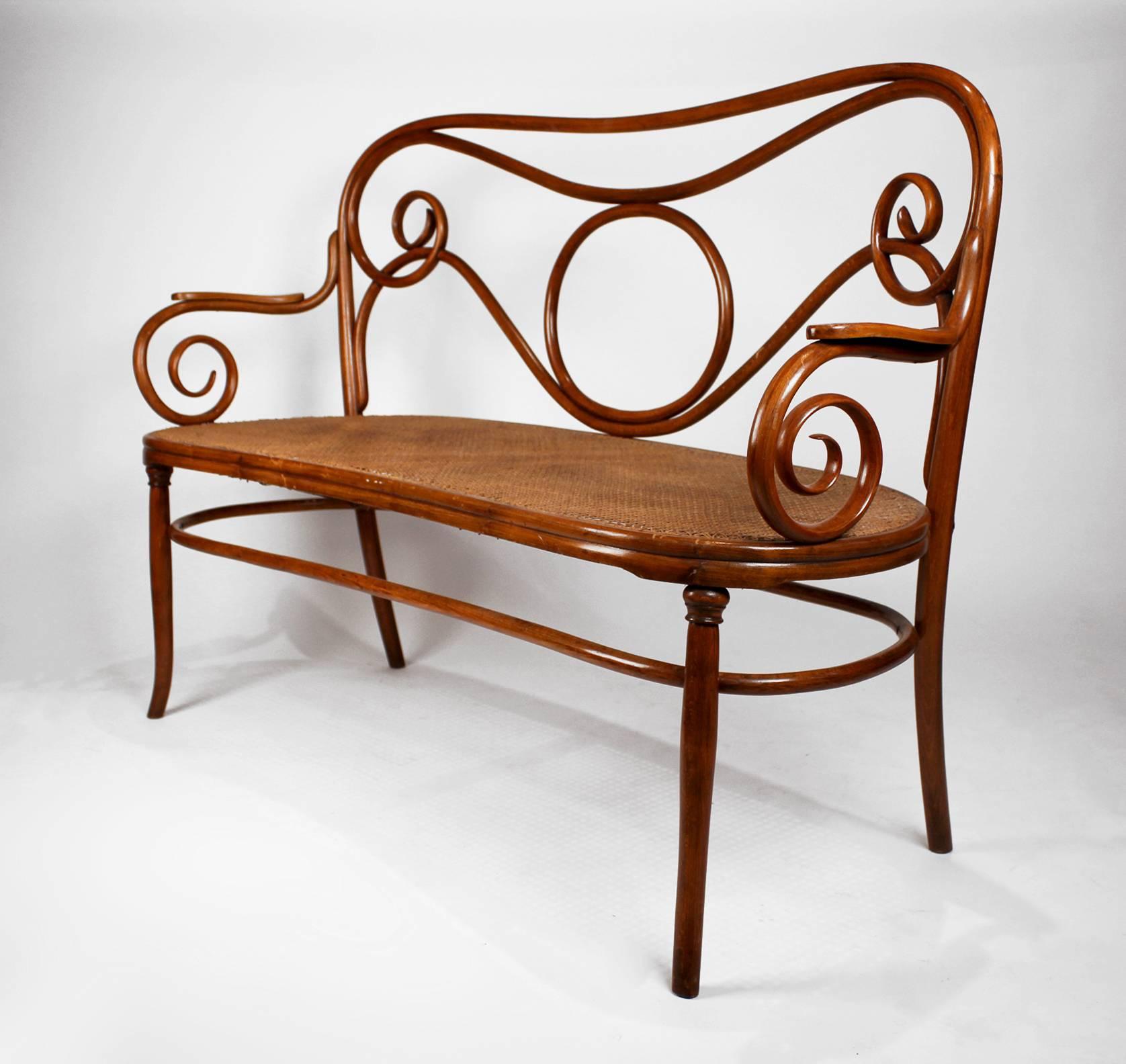 This is an early, rare example of the exceptional work of the Thonet Brothers from Vienna Austria.
The settee is in remarkable condition for its age considering that it was made in the late 19th century.
A functional work of art!