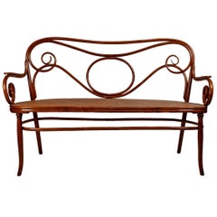 Gebruder Thonet Viennese Secessionist Bentwood Settee Designed by August Thonet