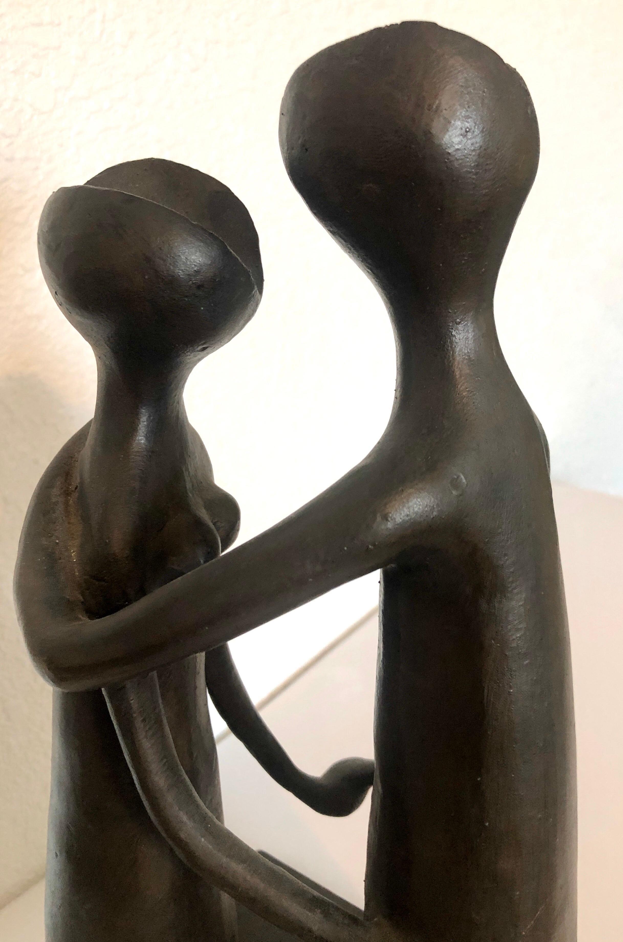 Israeli Bronze Sculpture Lovers Embrace Abstract Modernist Ein Hod Israel For Sale 3