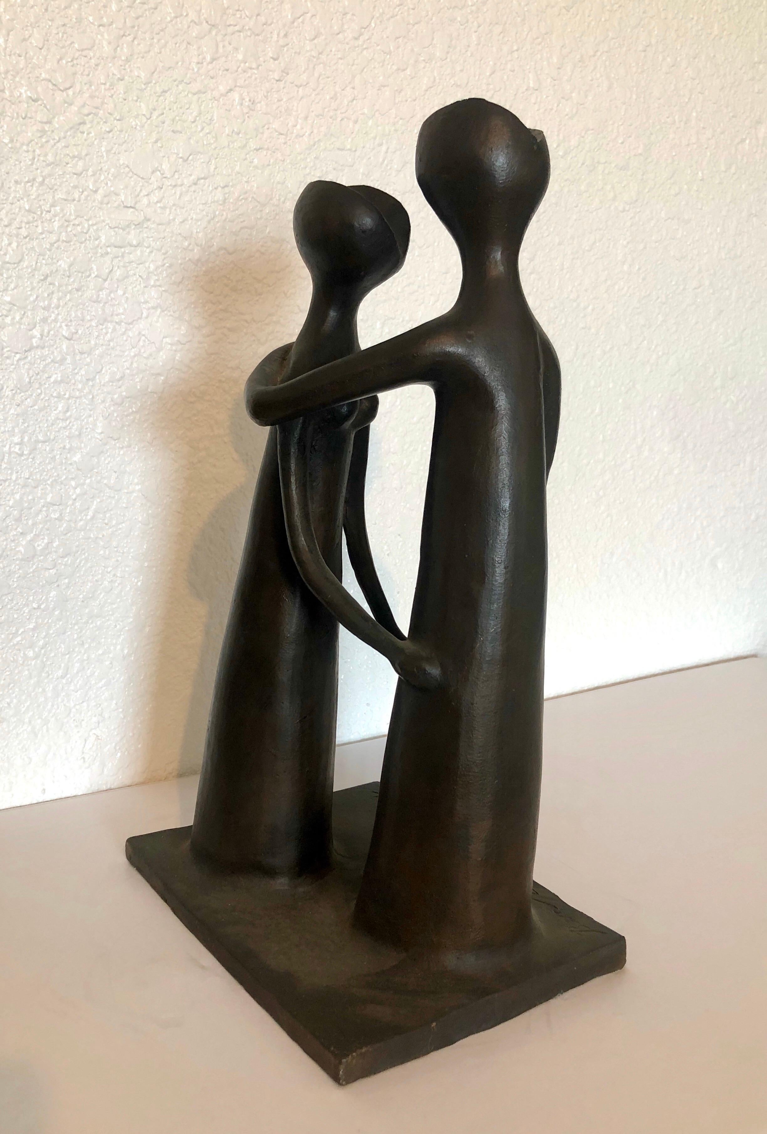 Israeli Bronze Sculpture Lovers Embrace Abstract Modernist Ein Hod Israel For Sale 5