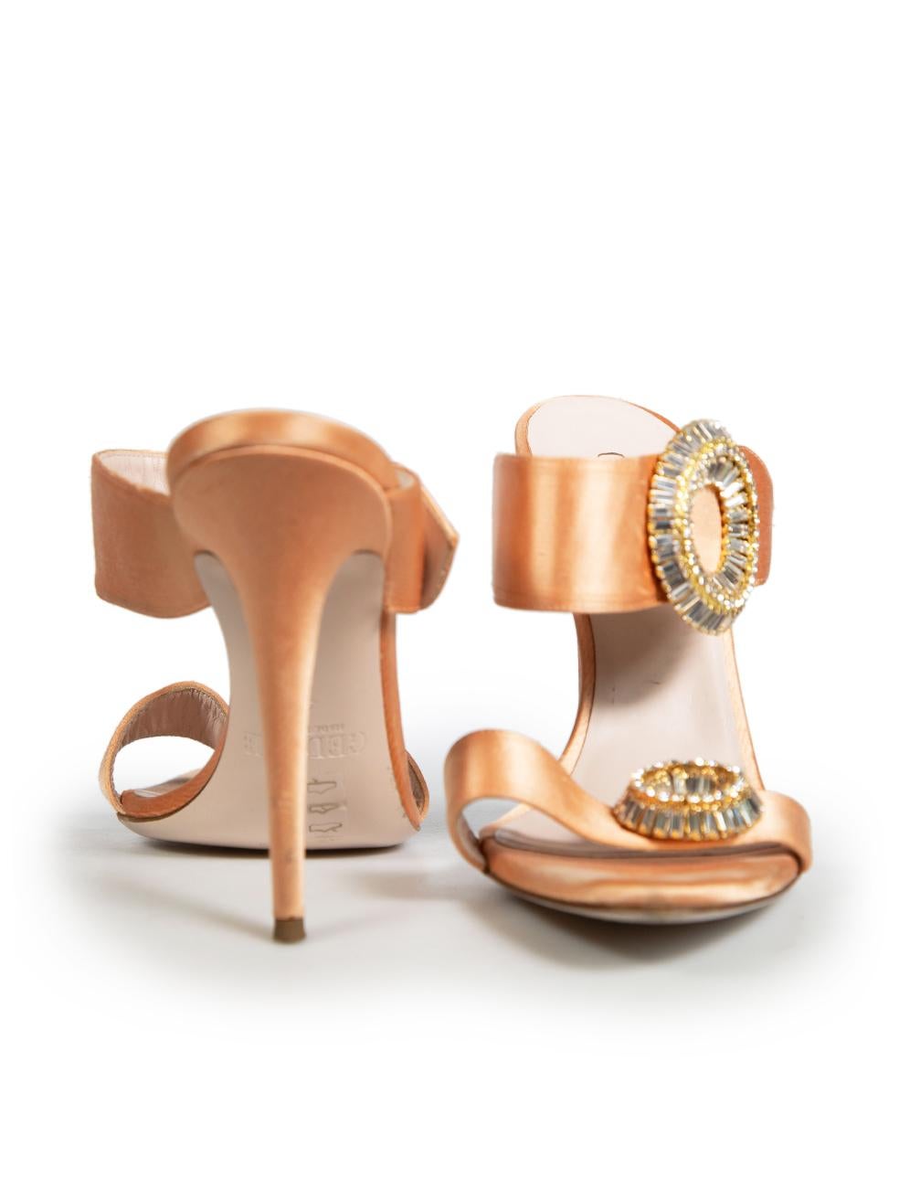 Beige Gedebe Orange Swarovski Crystals Sandals Size IT 40