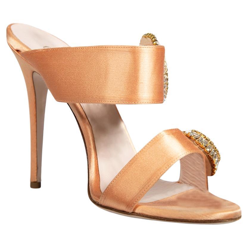 Gedebe Orange Swarovski Crystals Sandals Size IT 40 For Sale