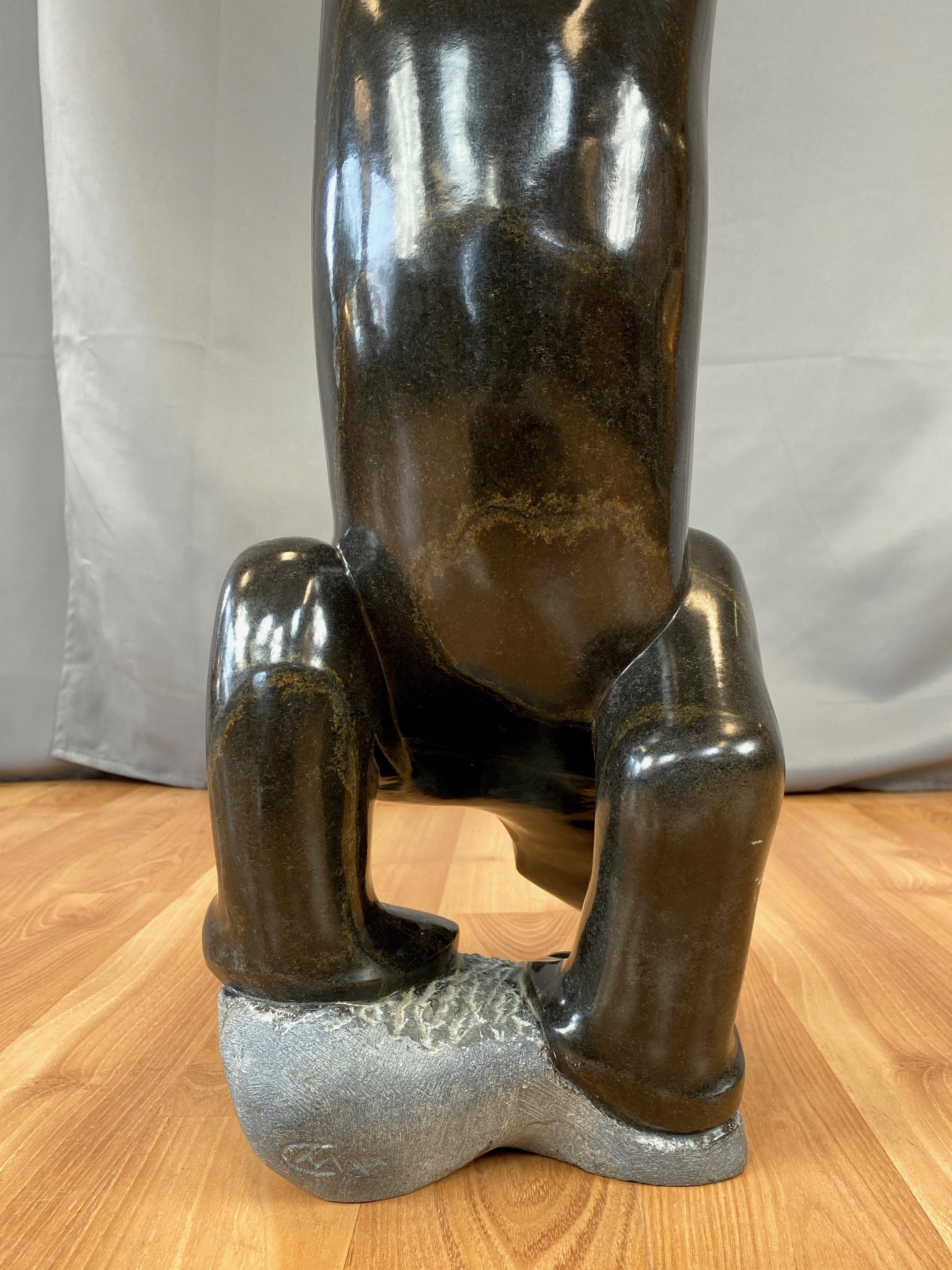 Gedion Nyanhongo “Exercising”, Large Shona Springstone Sculpture, 1990s For Sale 8