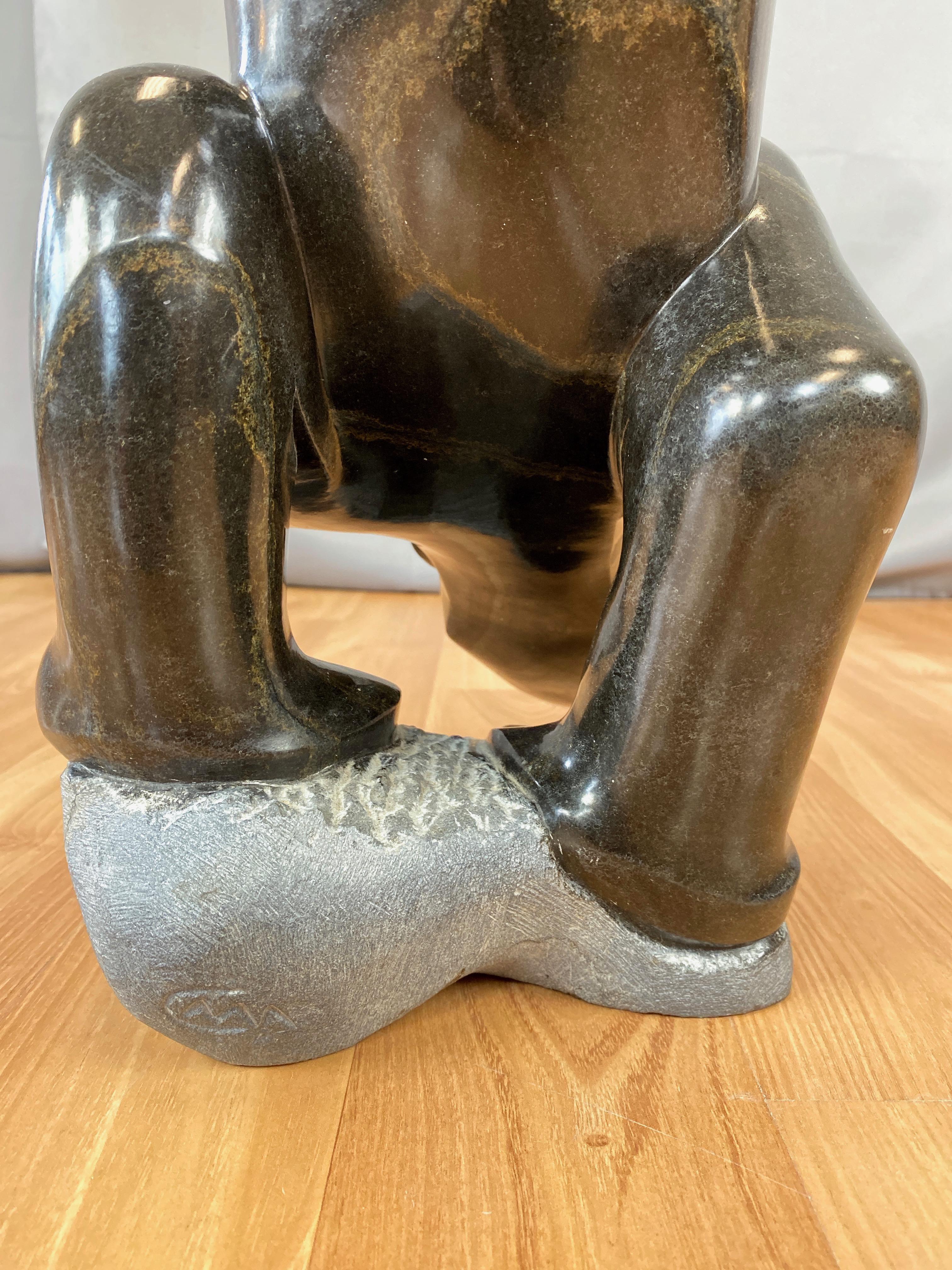 Gedion Nyanhongo �“Exercising”, Large Shona Springstone Sculpture, 1990s For Sale 9