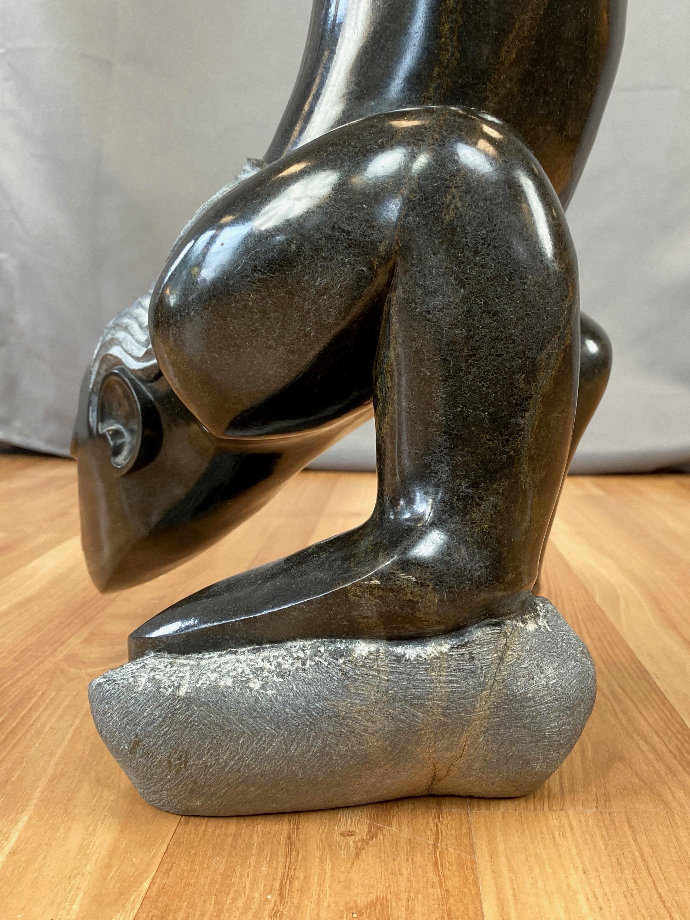 Gedion Nyanhongo “Exercising”, Large Shona Springstone Sculpture, 1990s For Sale 10