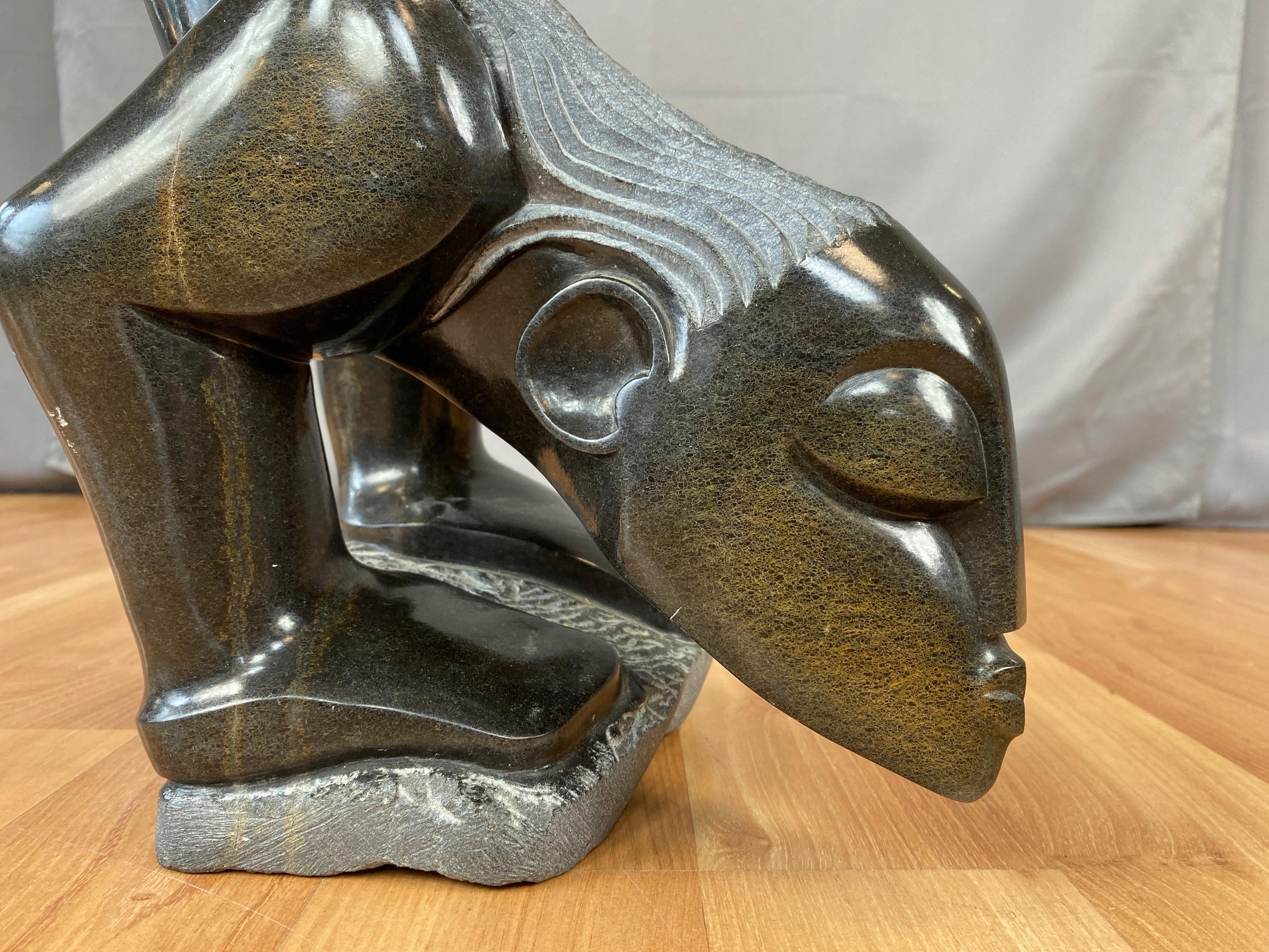 Gedion Nyanhongo “Exercising”, Large Shona Springstone Sculpture, 1990s For Sale 1
