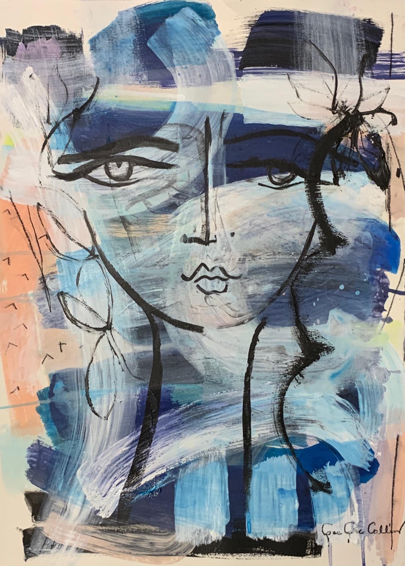 "Beauty Mark" by Gee Gee Collins is a mixed media on paper figurative piece.  The artist has used paint and drawing to create this perfect paper piece.  Unframed this piece is 24 x 18. The artist has signed this piece on the bottom right.

Gee Gee