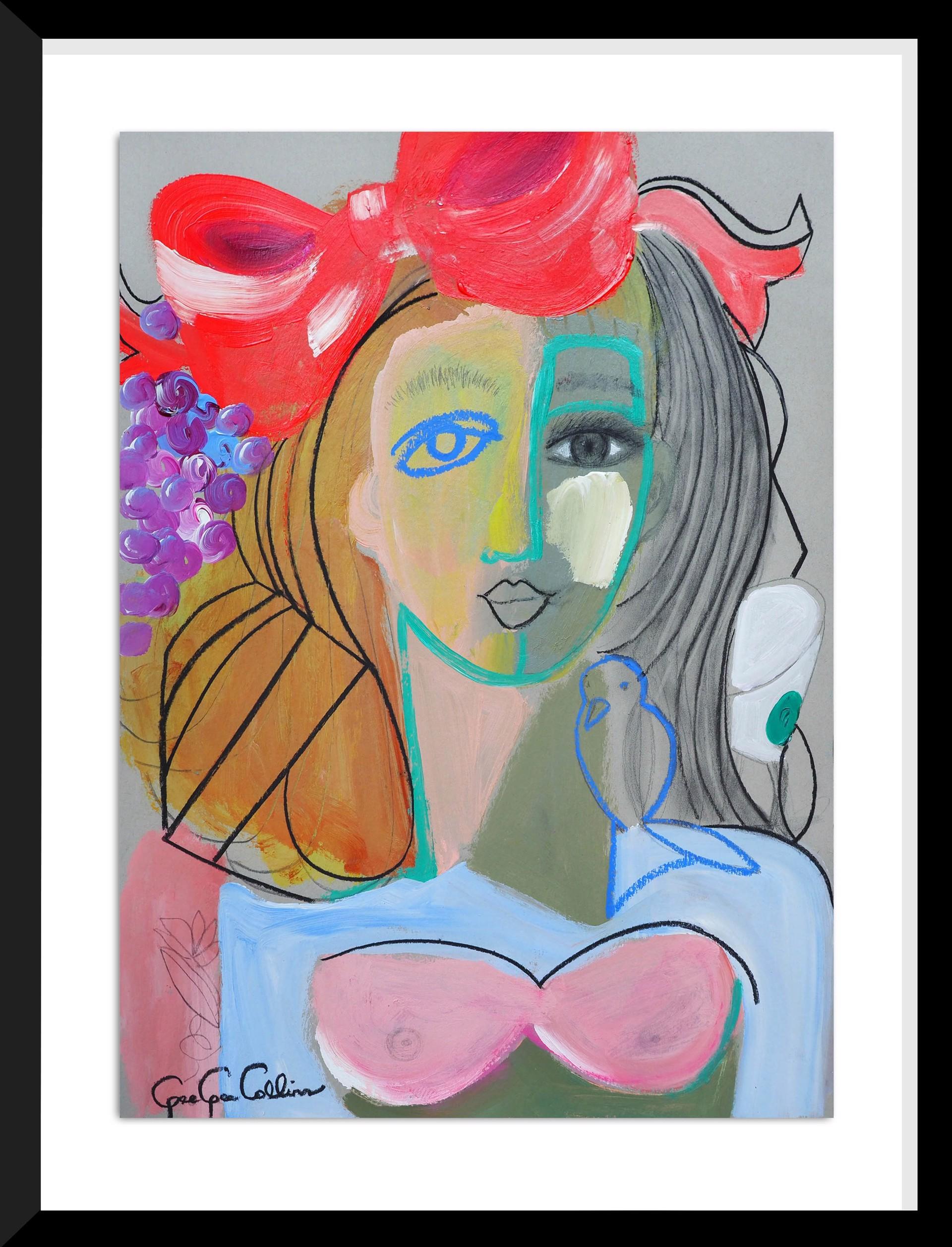 Red Bow - Mixed Media Art by Gee Gee Collins