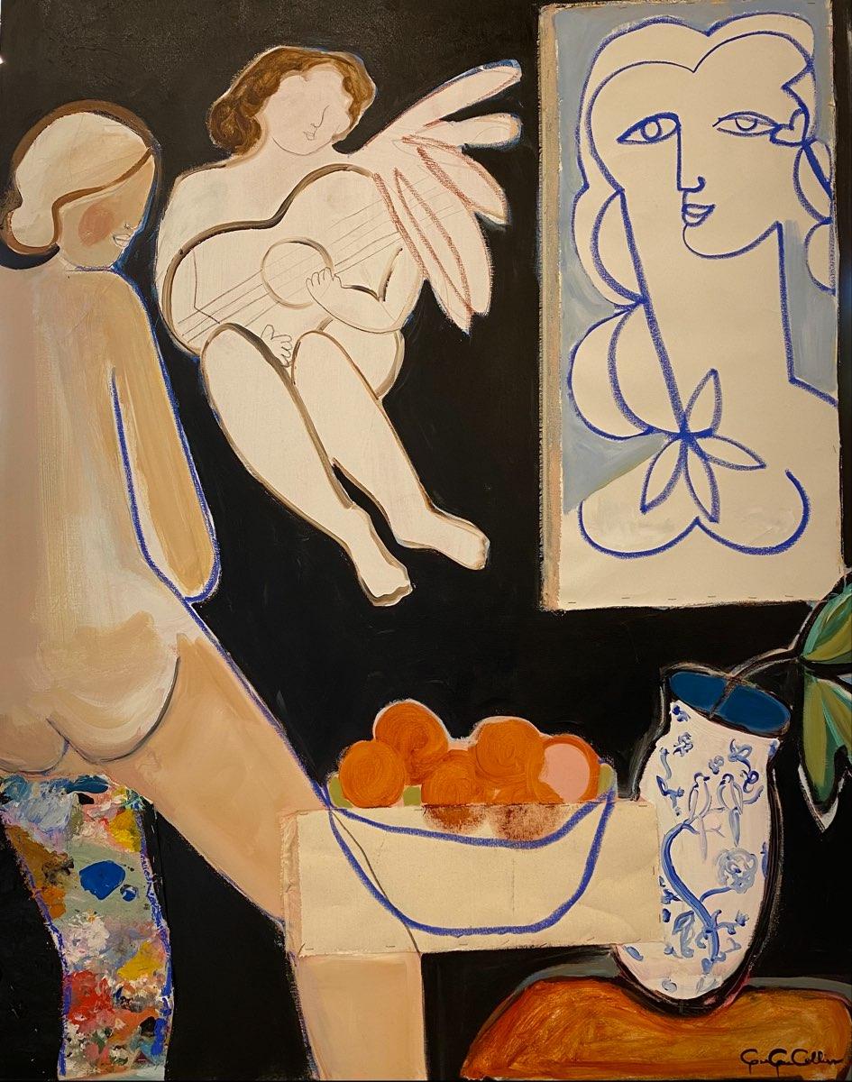 A Bowl of Oranges by Gee Gee Collins Large Figurative Contemporary painting