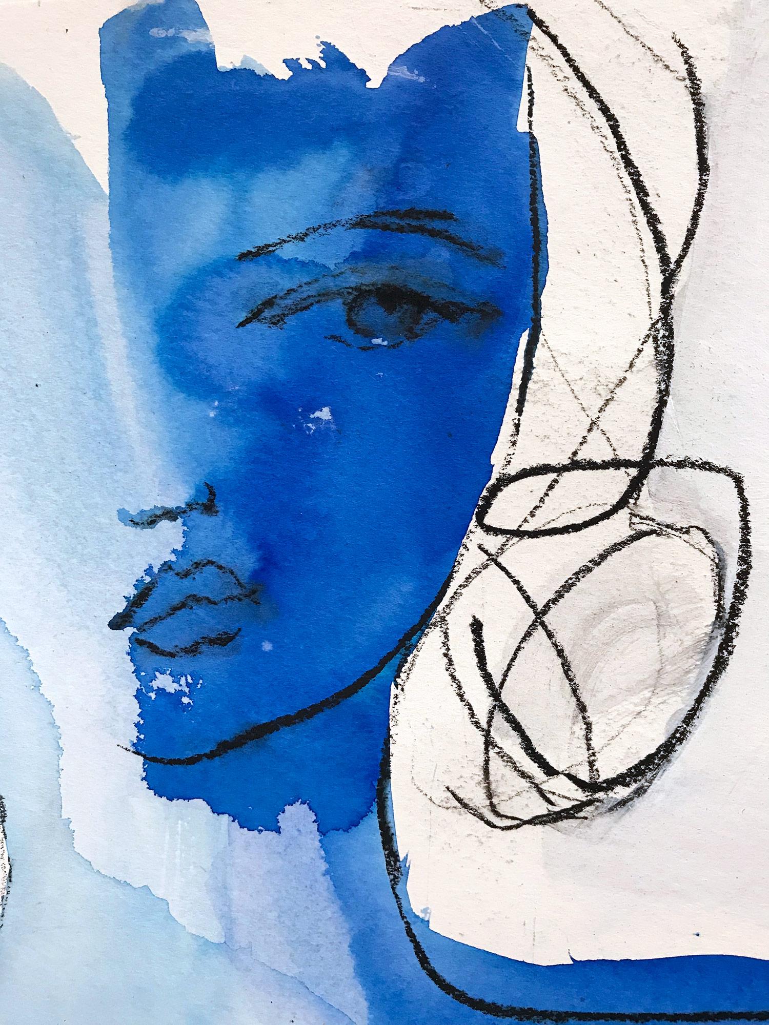 Blue Nude, Modern Nude on Paper 2