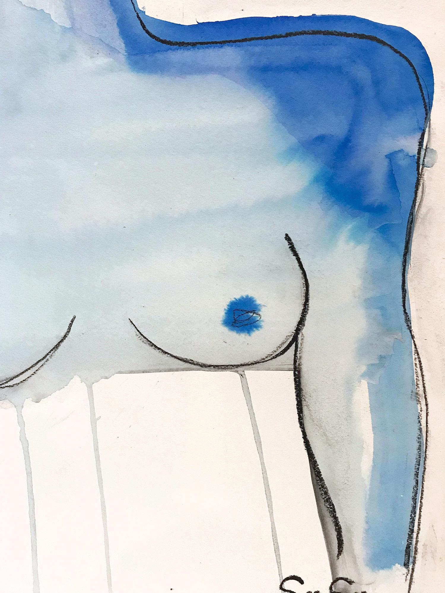 Blue Nude, Modern Nude on Paper 3