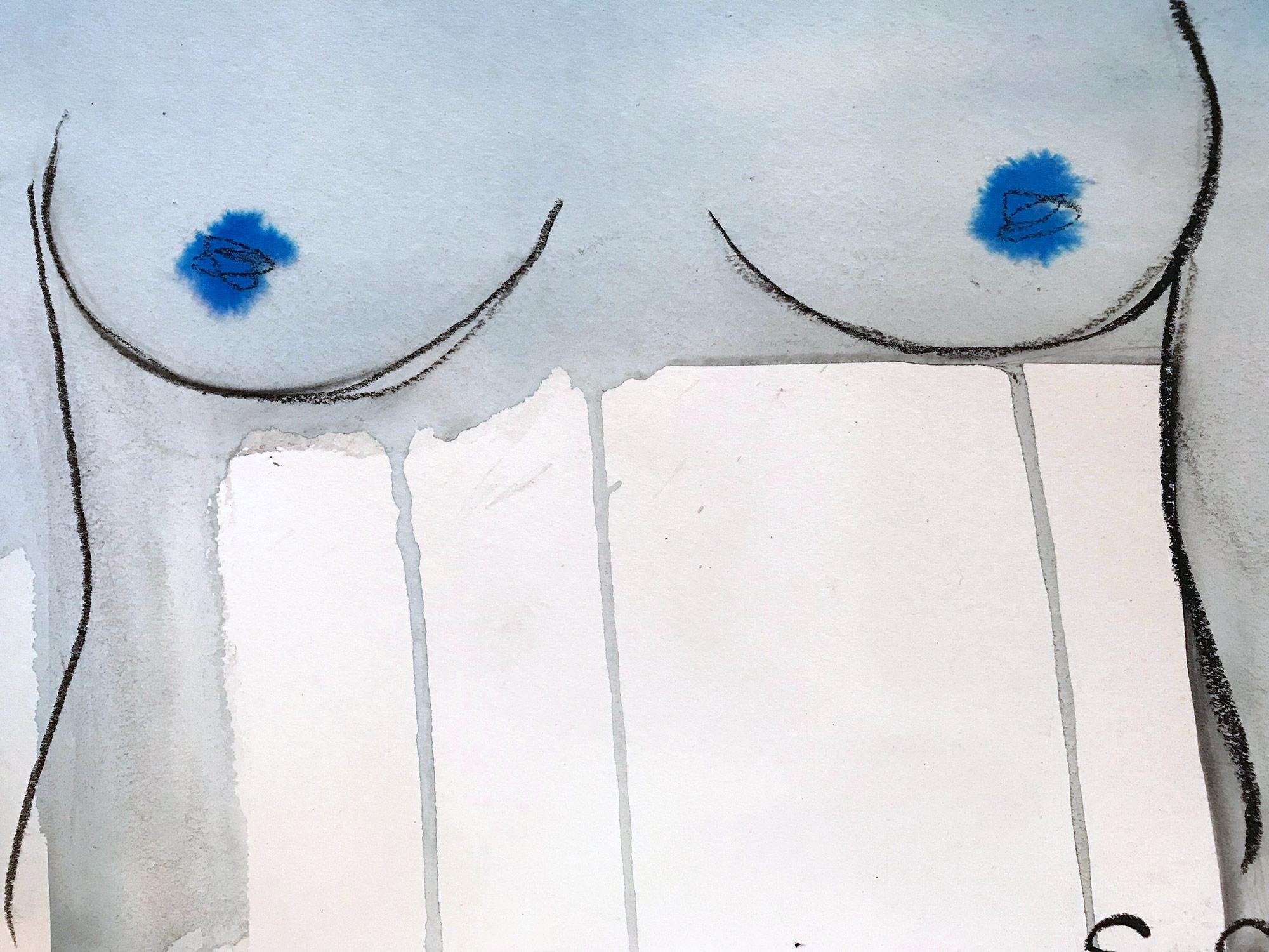 Blue Nude, Modern Nude on Paper 4