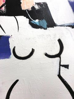 "Figure Standing" Modern Nude with Colorful Tones Painting on Canvas