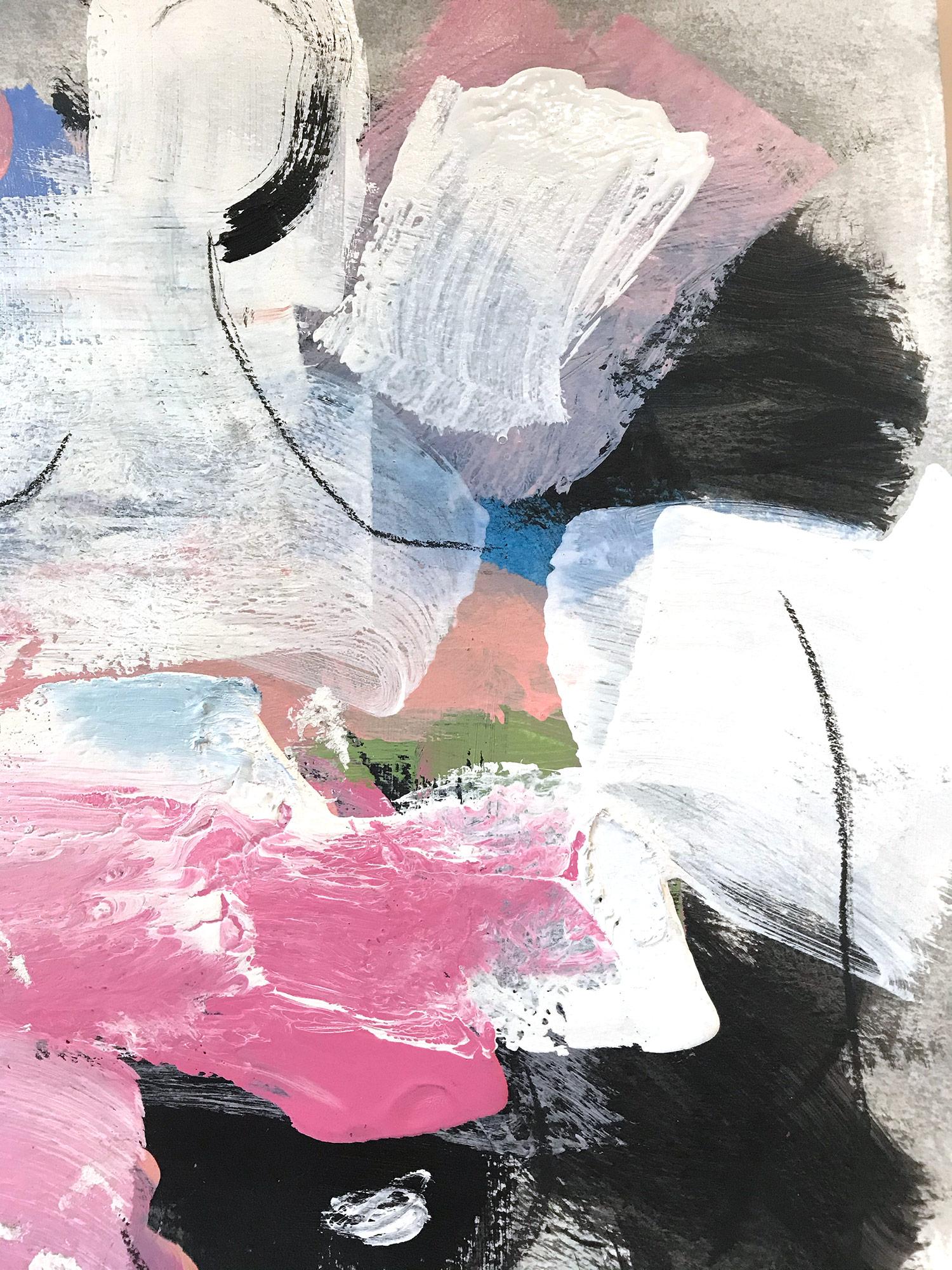 A beautiful minimal contemporary piece on Heavy Weight paper done with mixed media and a lot of texture. This piece is filled with movement and beautiful brushwork. The artist evokes a wonderful sense of lust and beauty in her sense of style and