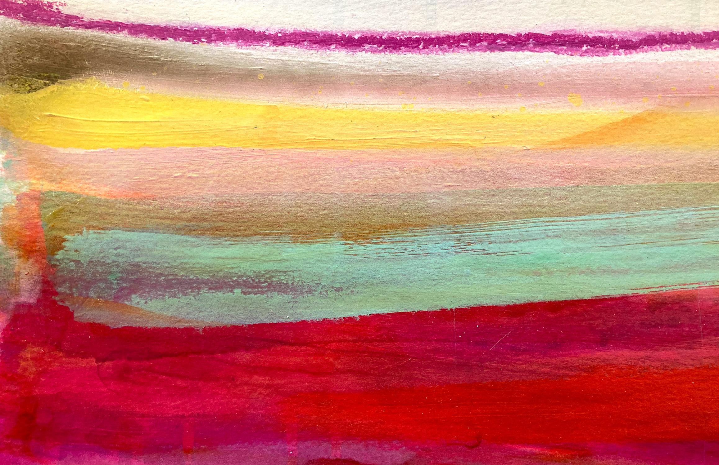 « History in Full Color - Manhattan » - Peinture contemporaine colorée sur papier - Painting de Gee Gee Collins
