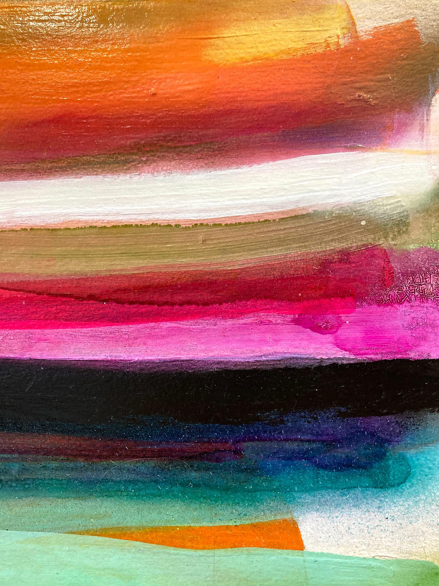 Une belle pièce contemporaine sur papier épais réalisée avec des techniques mixtes et beaucoup de texture. La série History in Full-Color de Gee Gee est remplie de mouvements et de magnifiques coups de pinceau. Cette pièce rappelle la chaleur de