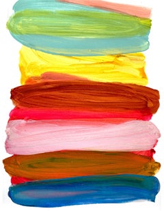 "History in Full Color -The Hamptons" Colorful Abstract Lines Painting on Paper