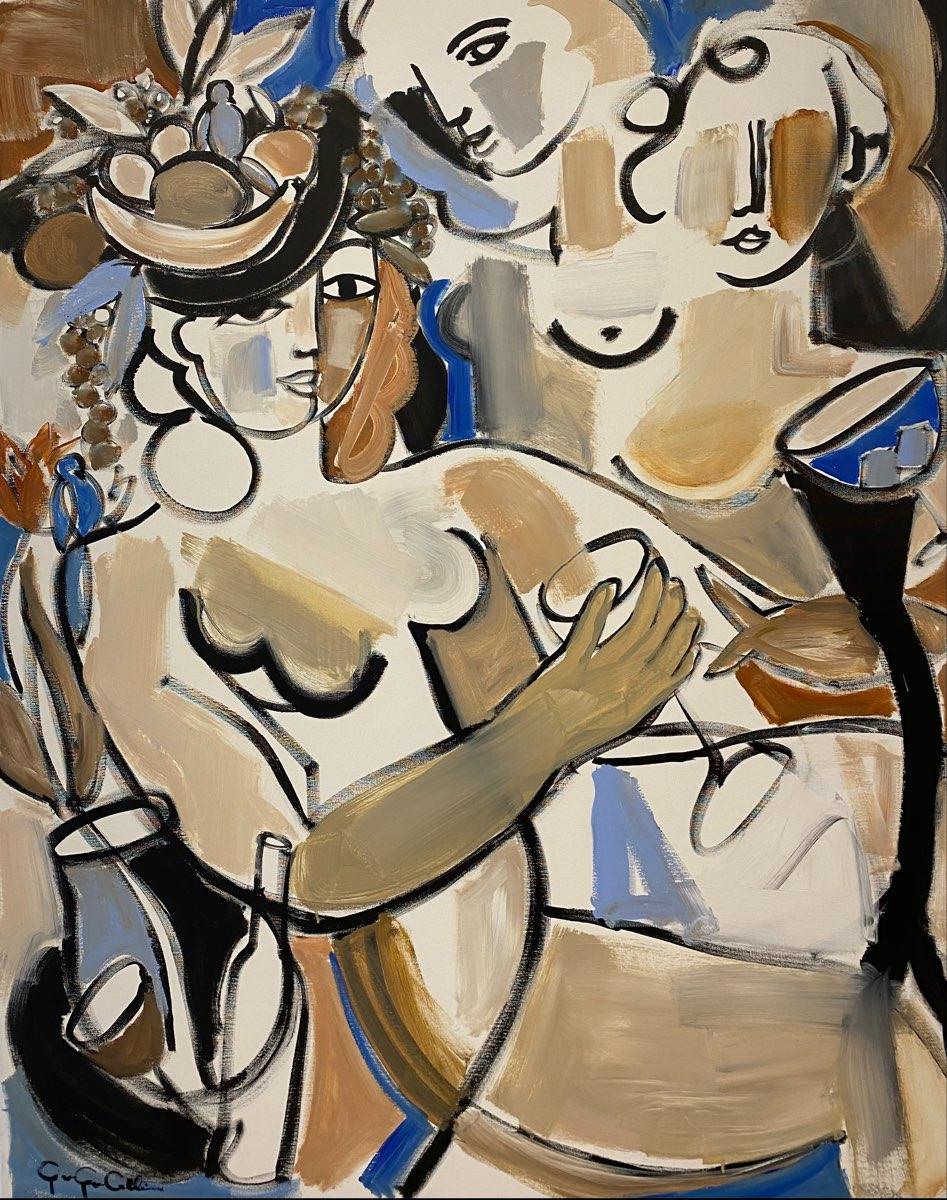Martini and Wine by Gee Gee Collins Large Figurative Contemporary painting
