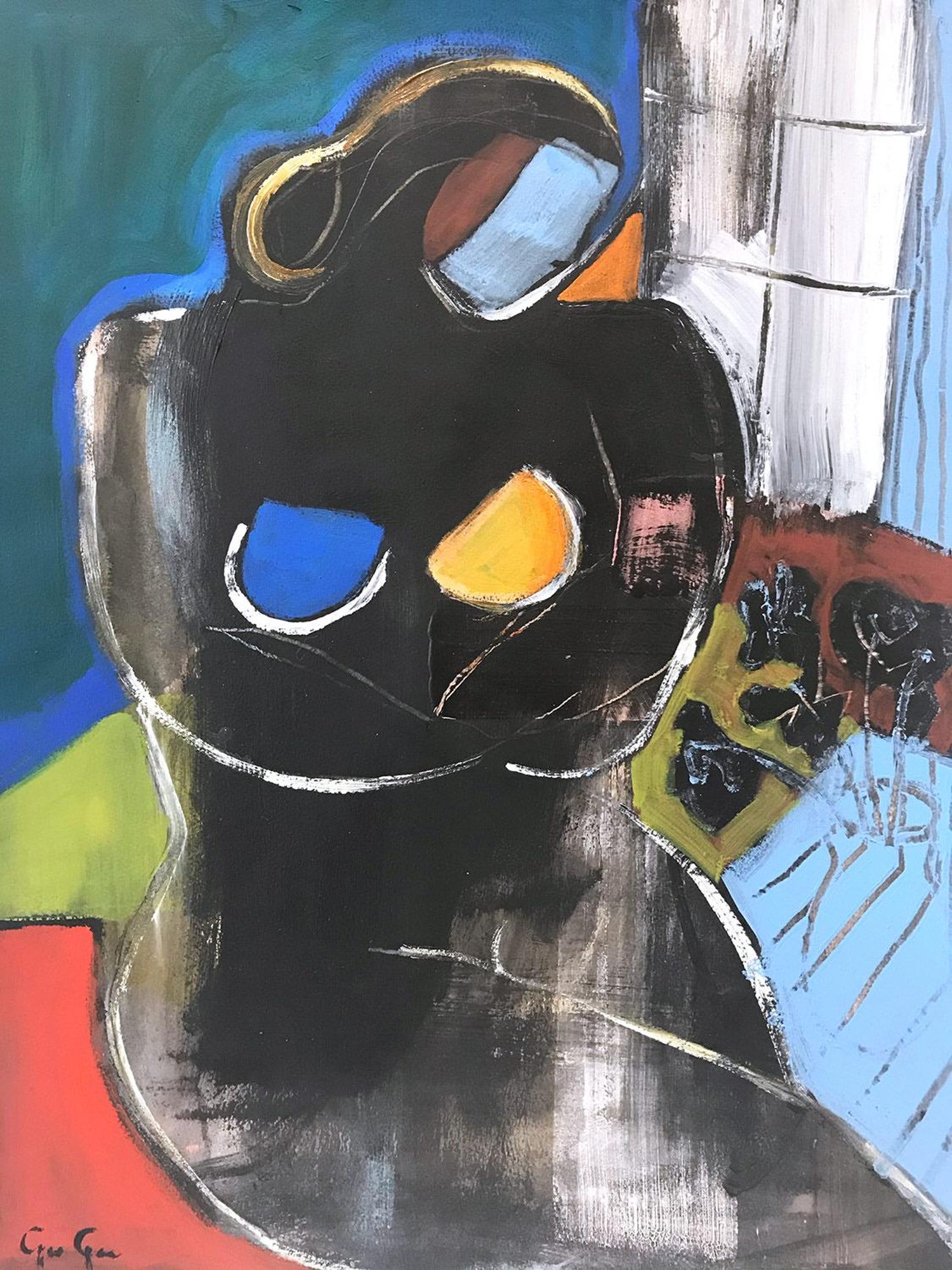 Gee Gee Collins Midnight Nude With Flowers Modern Colorful Abstract Nude Painting On Paper For Sale At 1stdibs