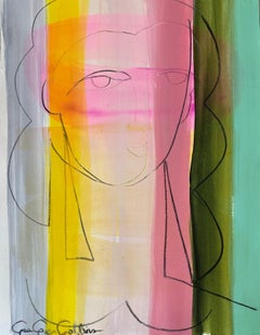 Sherbert Striations von Gee Collins, figuratives zeitgenössisches Gemälde auf Papier