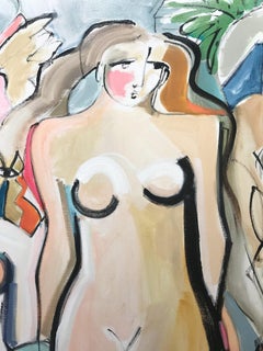 "The Birth of Venus Reimagined" Modernist Abstract Nudes Painting on Canvas