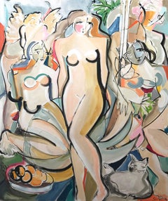 "The Birth of Venus Reimagined" Modernist Abstract Nudes Painting on Canvas