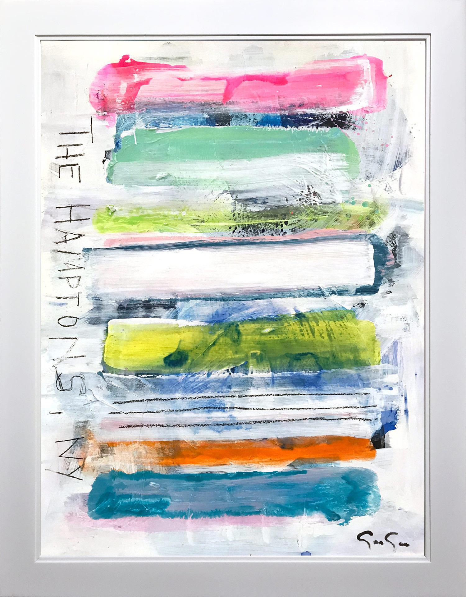 Gee Gee Collins Abstract Painting - "The Hamptons, NY" Contemporary Colorful Painting on Heavy Weight Paper