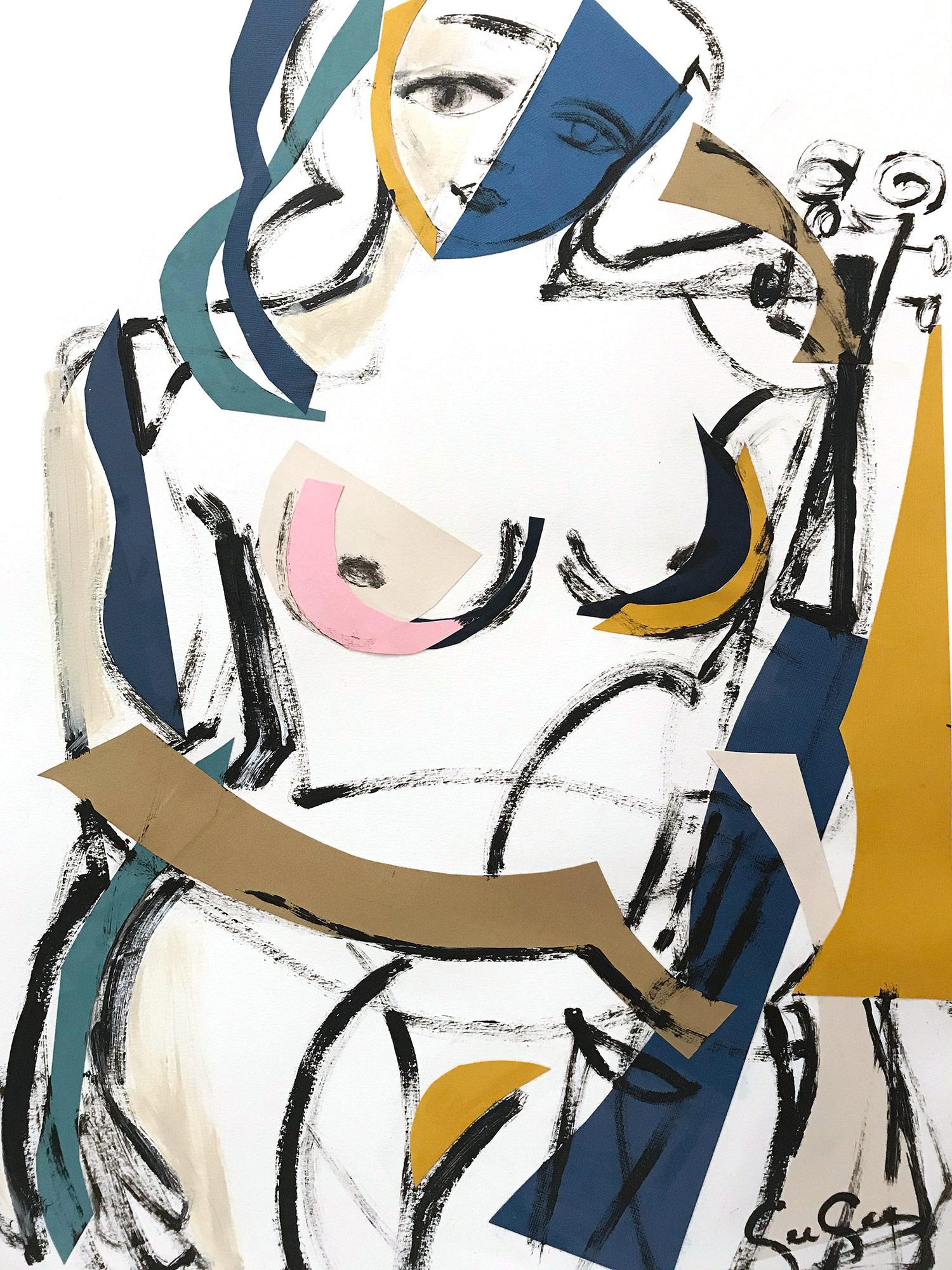 Gee Gee Collins Abstract Painting - Woman with Cello