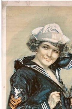GEE I WISH I WERE A MAN I'D JOIN THE NAVY Original Vintage WWI World War Poster