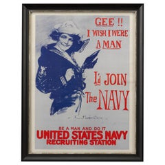 Vintage Gee!! I Wish I Were A Man - I'd Join the Navy World War II Poster, circa 1942
