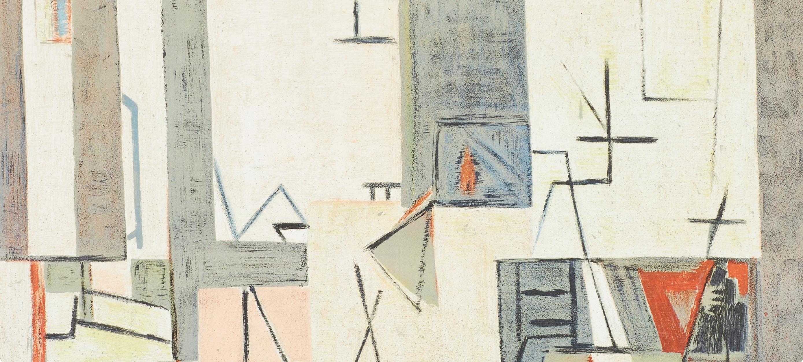 Composition, Derrière le miroir - Moderne Print par Geer Van Velde