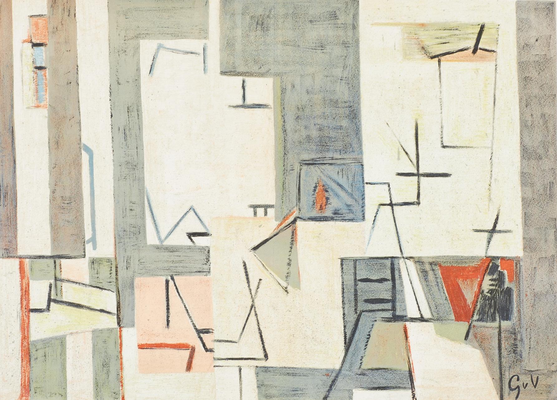 Landscape Print Geer Van Velde - Composition, Derrière le miroir
