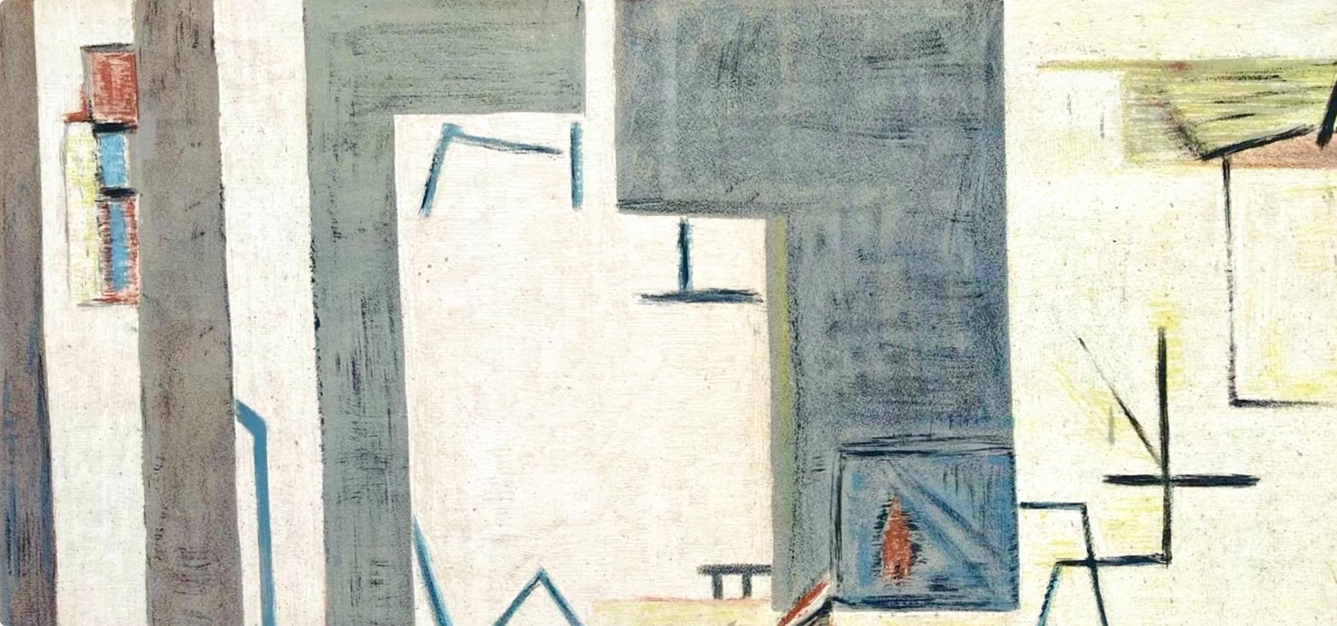 van Velde, Komposition, Derrière le miroir (nach) (Beige), Landscape Print, von Geer Van Velde