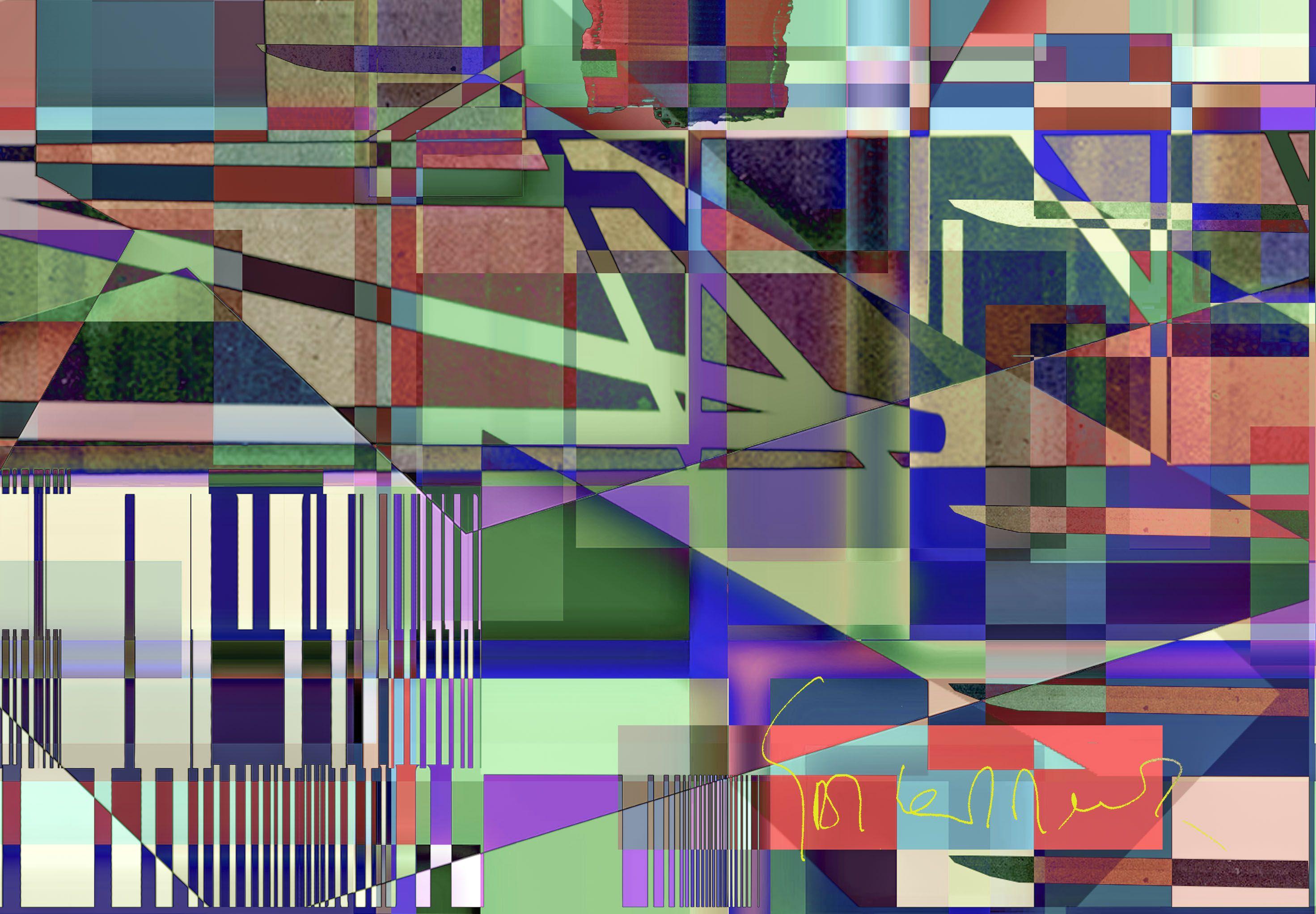 Abstract Geometrics F7 NEW, Mixed Media on Other - Abstract Expressionist Mixed Media Art by Geert Lemmers