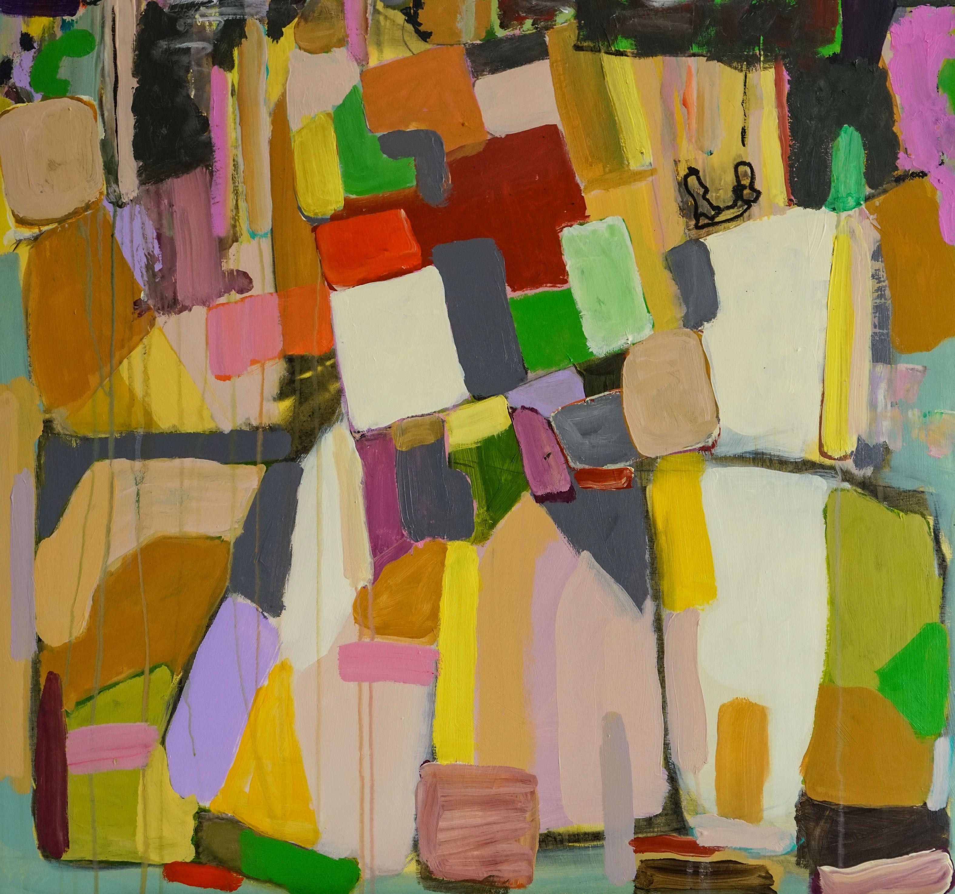 Plateau der Menschheit opus 18, Gemälde, Acryl auf Holzplatte (Abstrakter Expressionismus), Painting, von Geert Lemmers