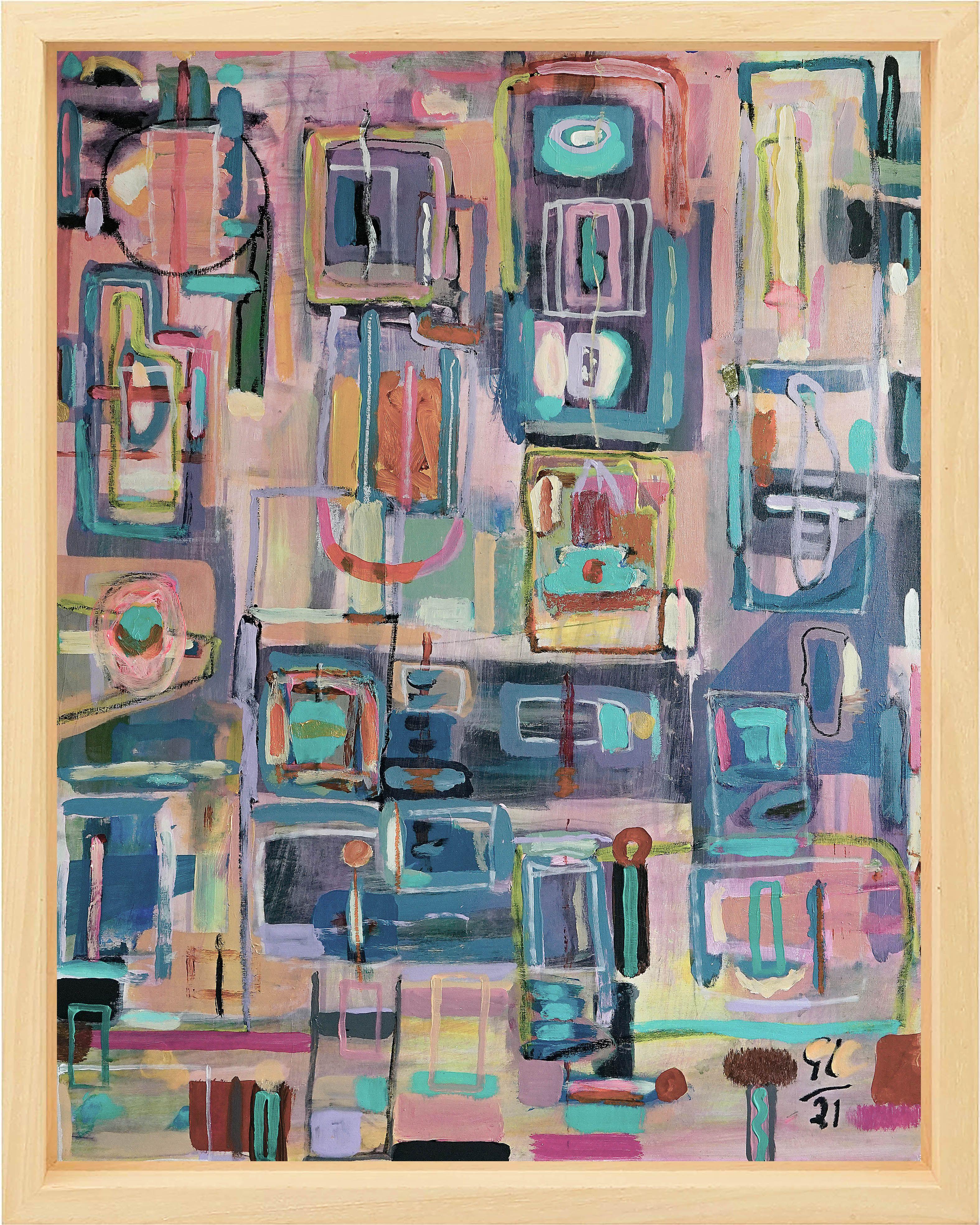 Plateau der Menschheit opus 41, Pittura, Acrilico su pannello di Wood - Painting di Geert Lemmers