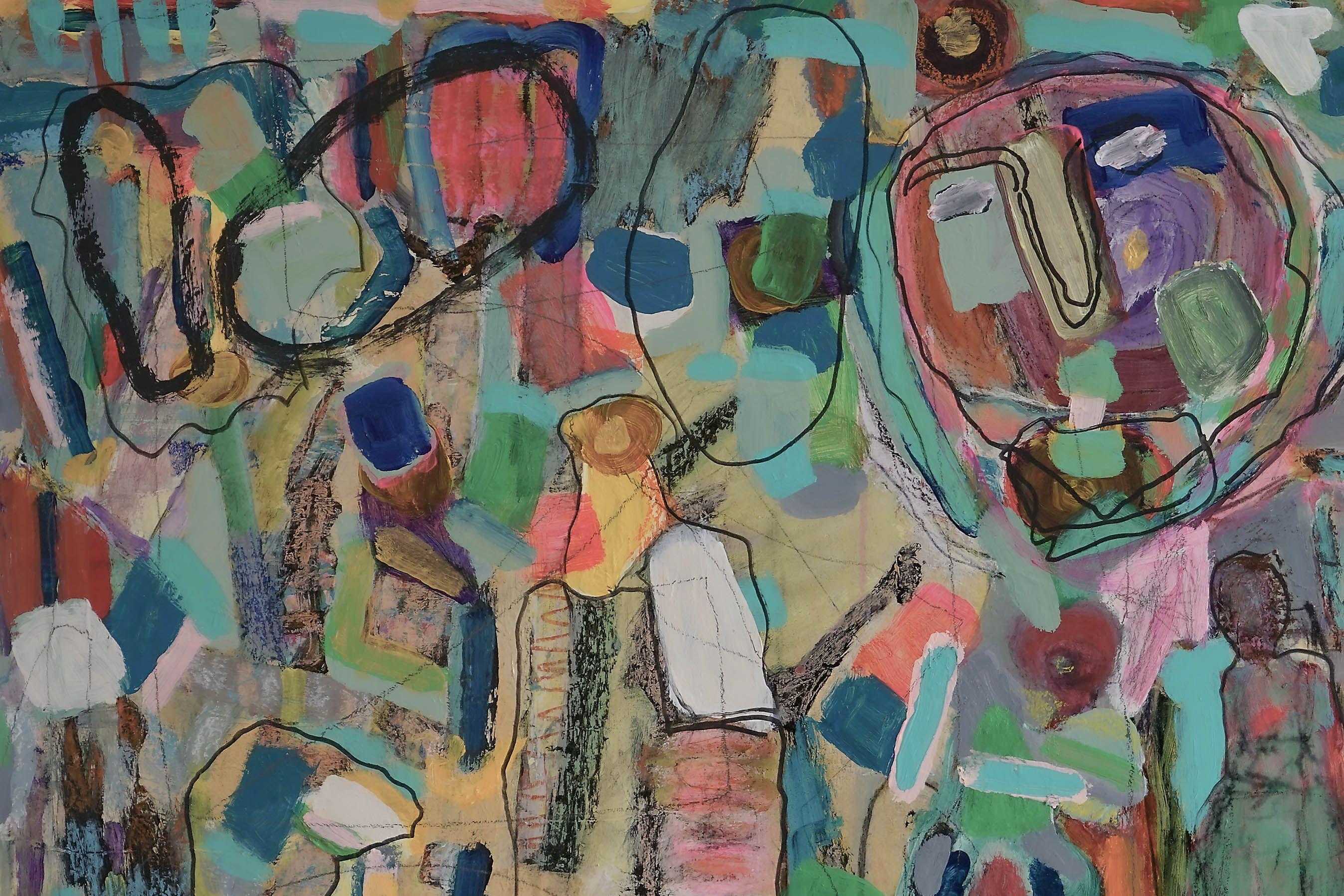 Patio de juegos  Tierra I. NUEVO, Pintura, Acrílico sobre panel de madera - Painting Expresionismo abstracto de Geert Lemmers