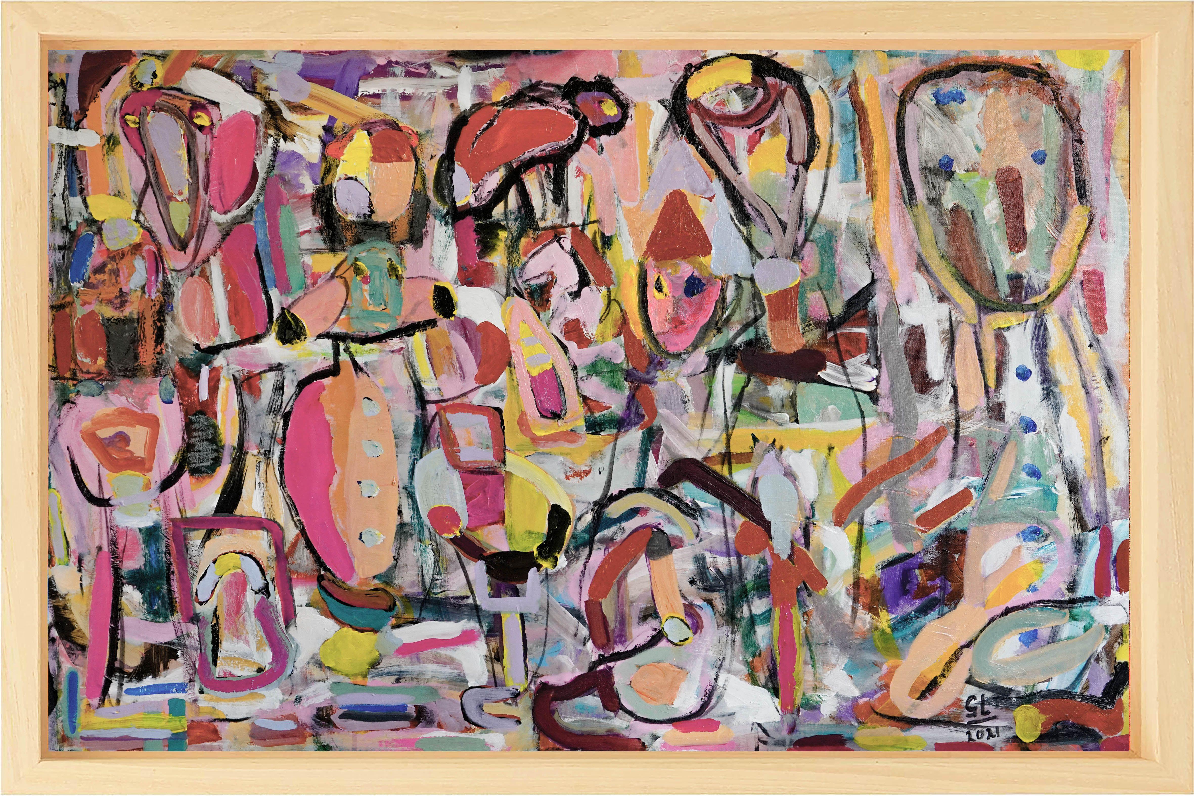 Acrylic and oil paint and gouache on preprocessed wooden panel in wooden frame  I do have a name for my new paintings: Abstract Symbolic and mystical Art.    Geert's works are built up in layers and provide a rich tapestry of emotions and