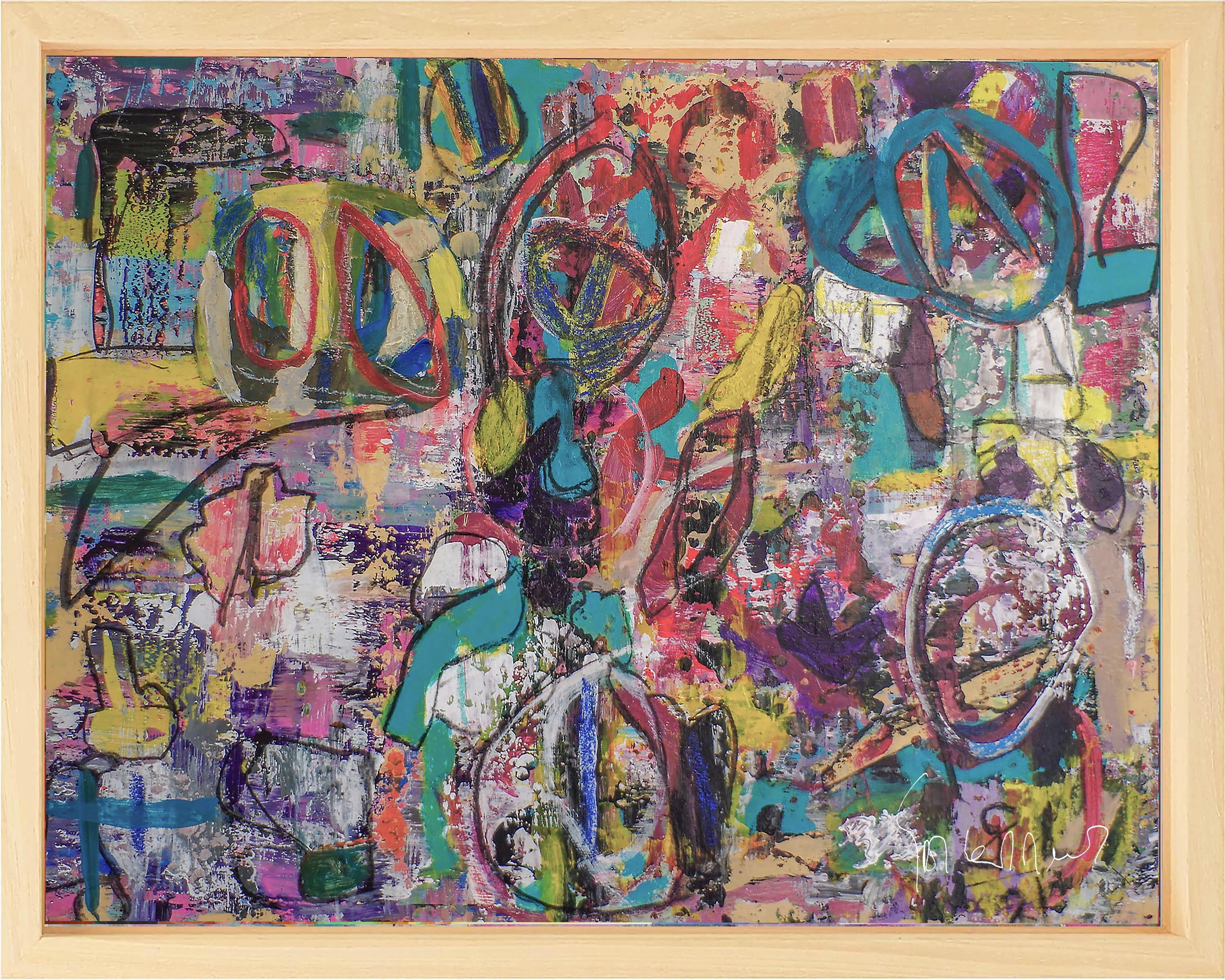 Rifiuti di forza mentale opus II, Pittura, Acrilico su pannello di Wood - Painting di Geert Lemmers