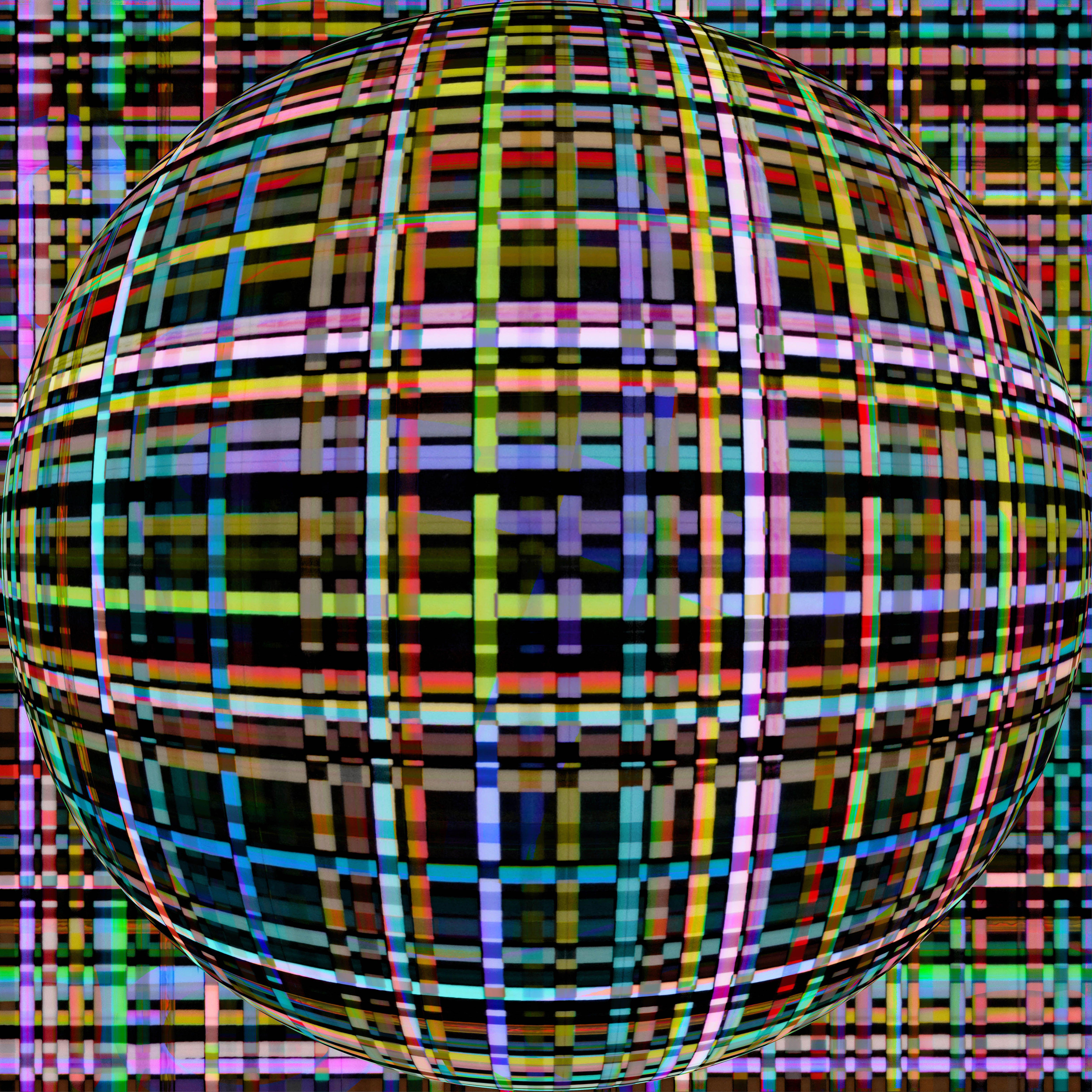 Abstrakte, lineare Linienarbeit 3841, Digital auf Glas