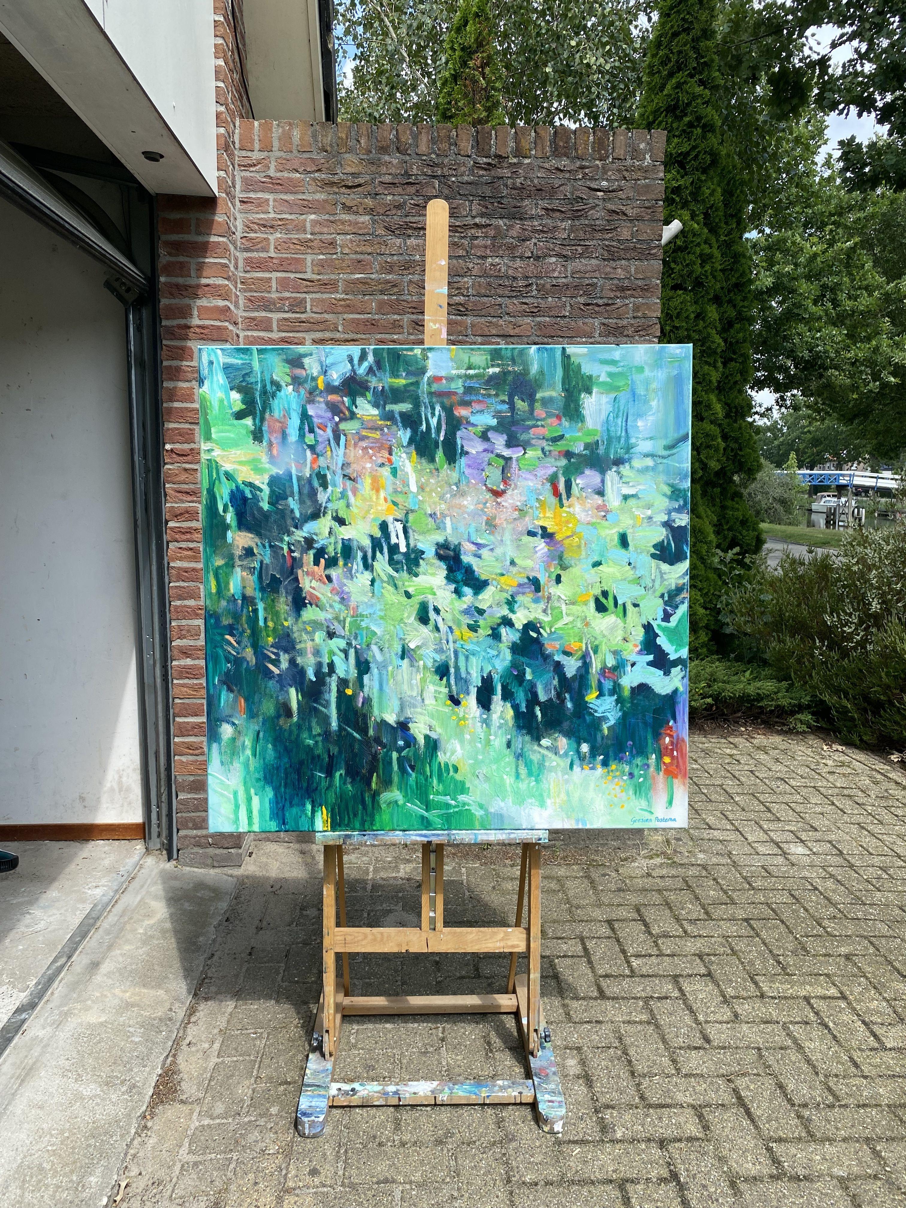Breeze #5, Peinture, Acrylique sur Toile - Expressionnisme abstrait Painting par Geesien Postema