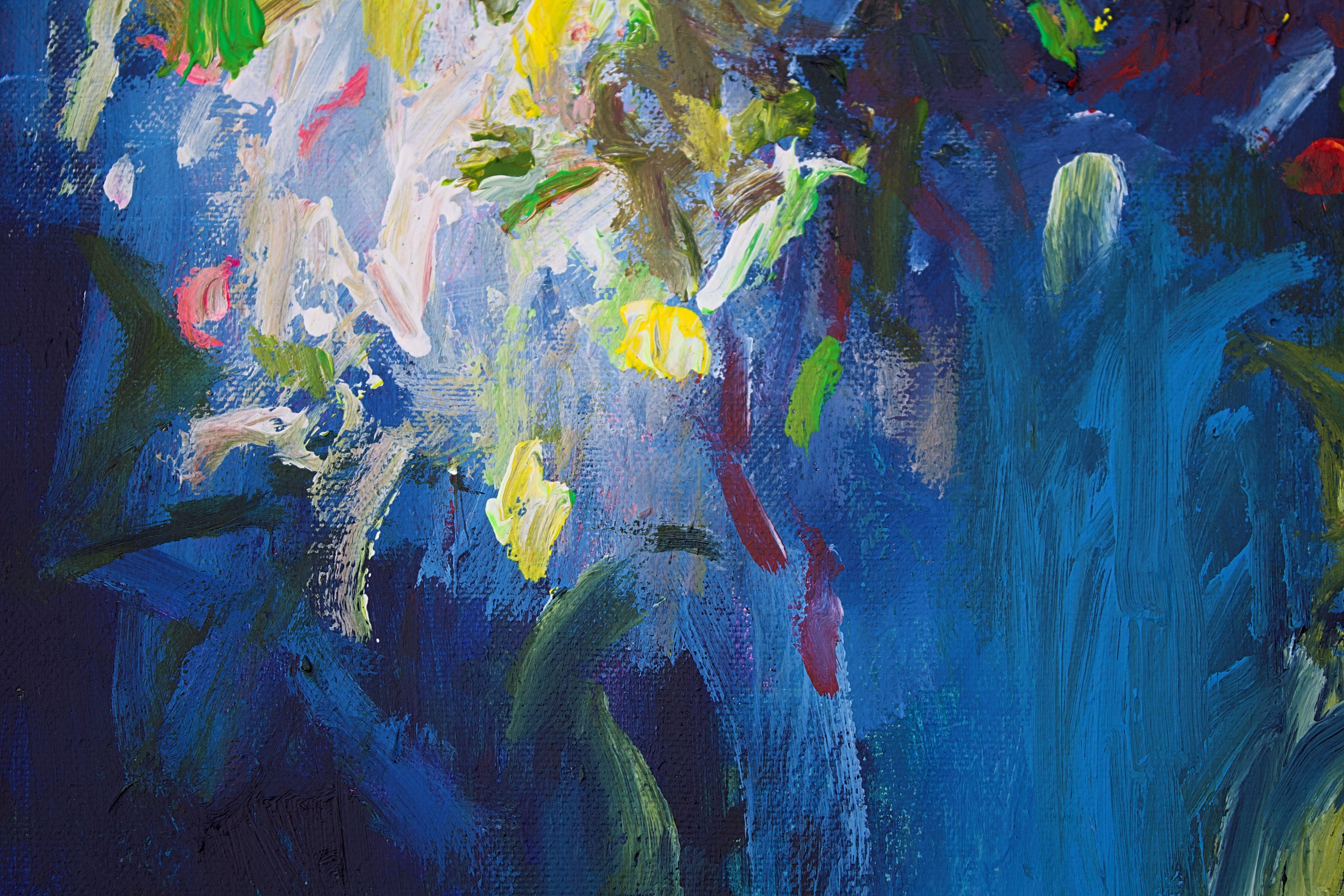 Wish you Flowers nr 2, Pittura, Acrilico su tela - Painting Espressionismo astratto di Geesien Postema
