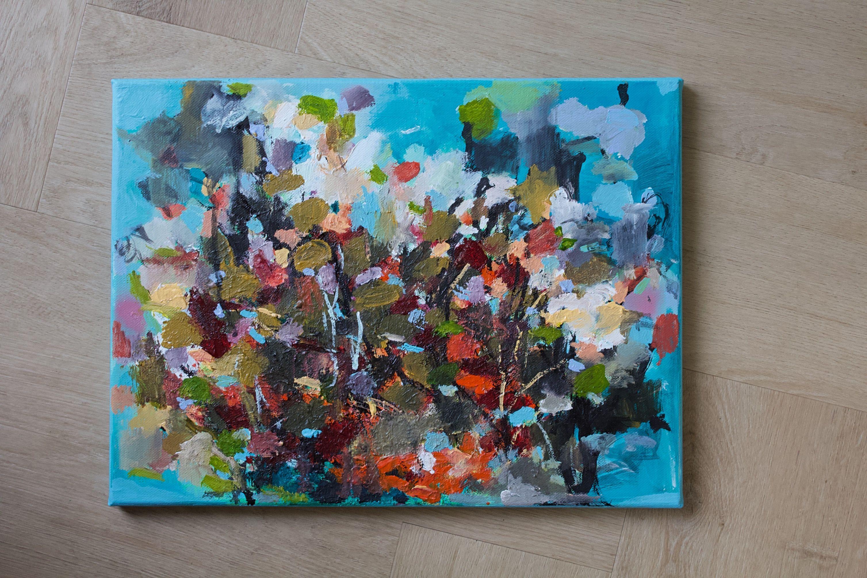 Blumenranken, Gemälde, Acryl auf Leinwand im Angebot 1